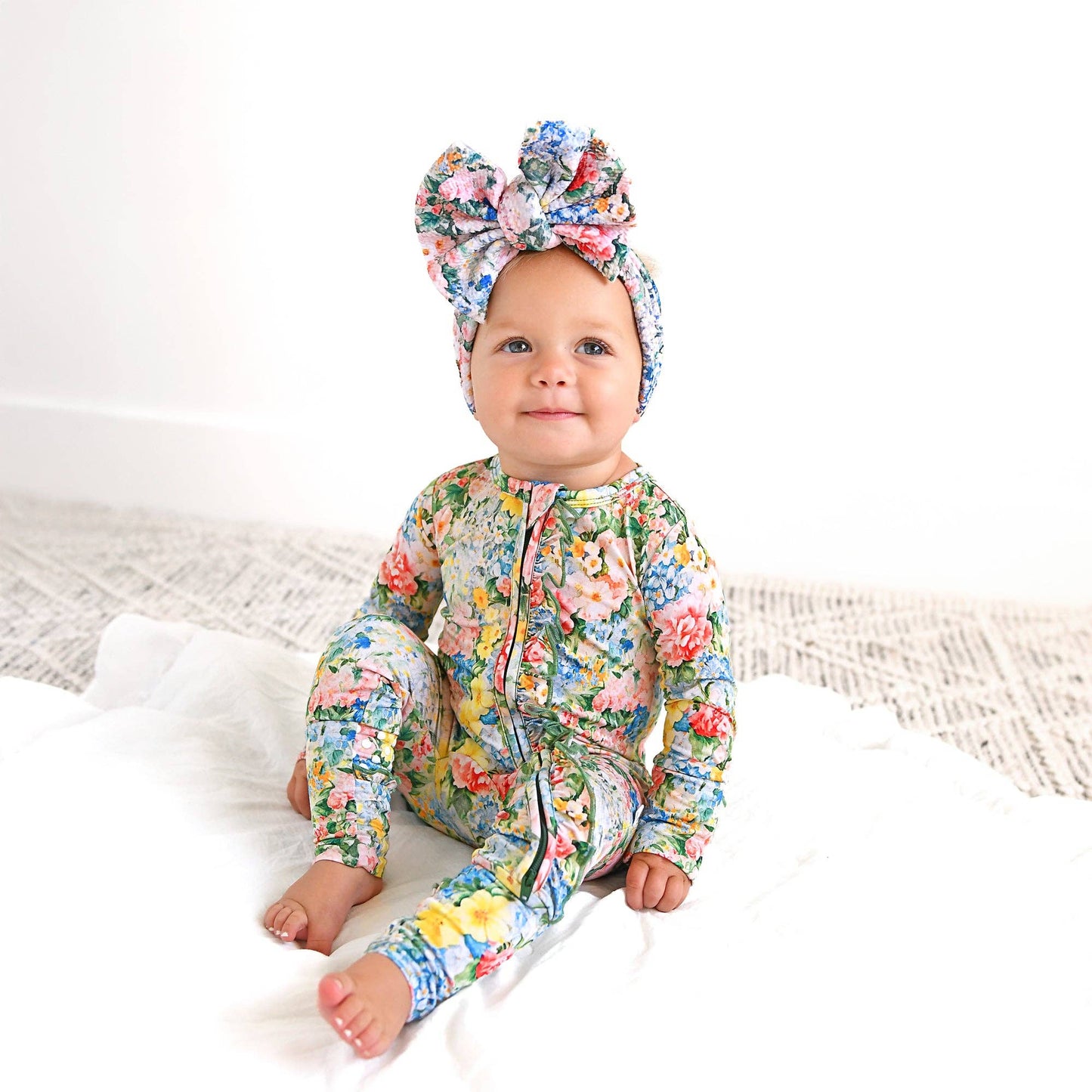 Joanna RUFFLE ZIP Bamboo One Piece Floral Baby Clothing