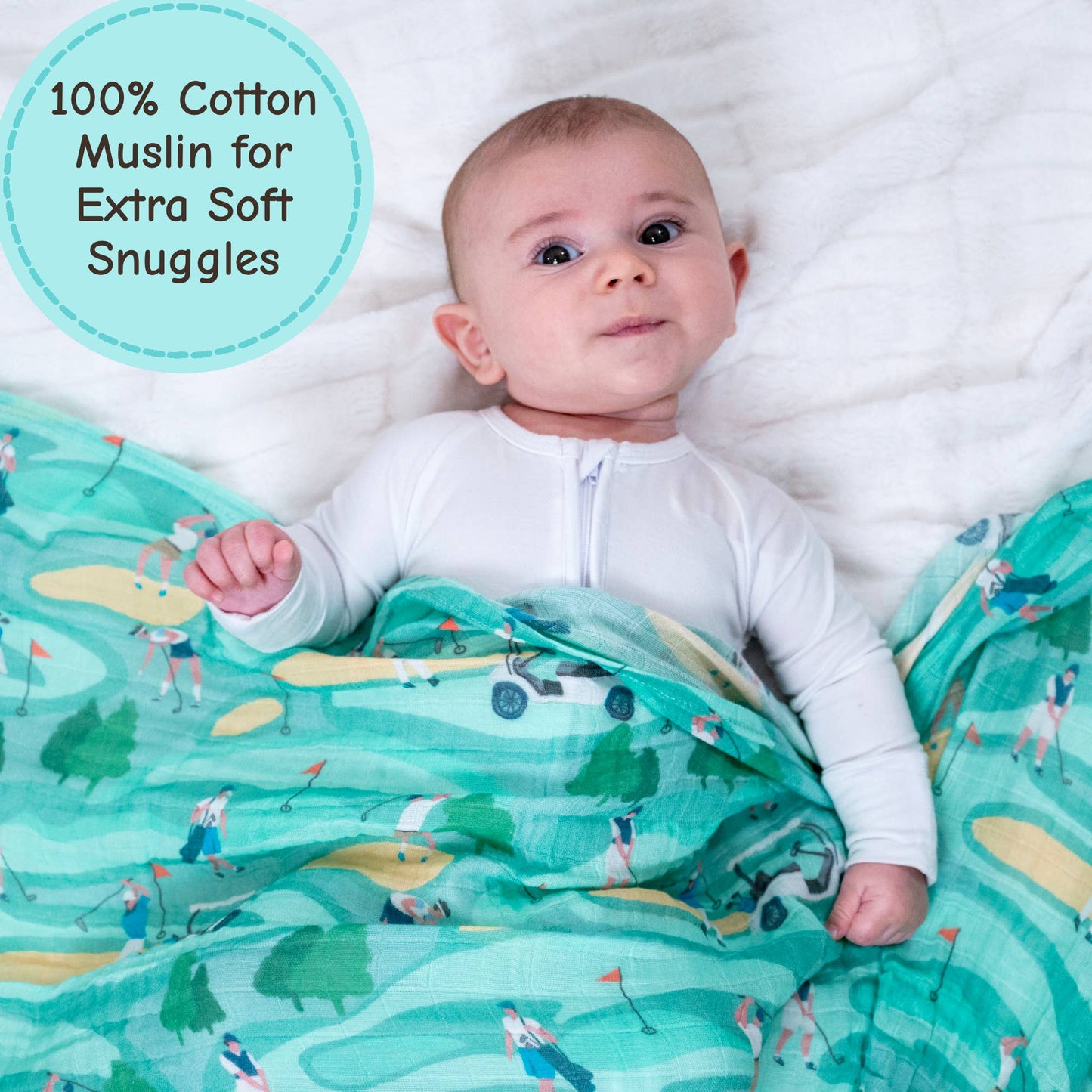 Par-Tee Time Golf Theme Baby Muslin Swaddle Blanket