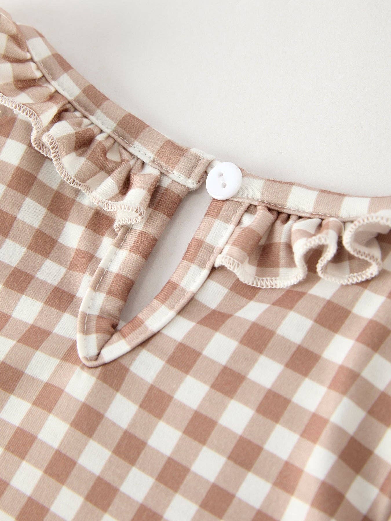 Christmas Vintage-Style Plaid Dress with Embroidered Gingerbread and Bows