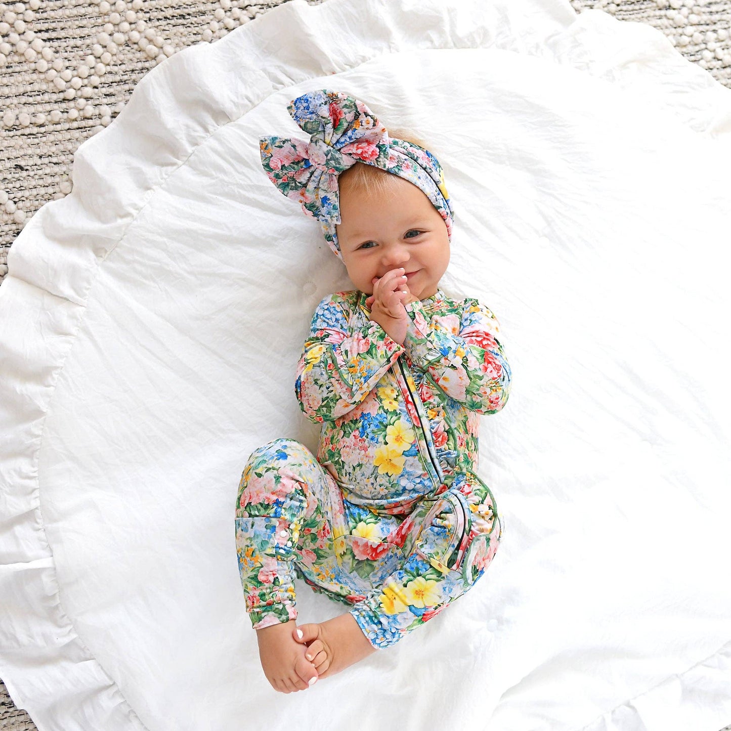 Joanna RUFFLE ZIP Bamboo One Piece Floral Baby Clothing
