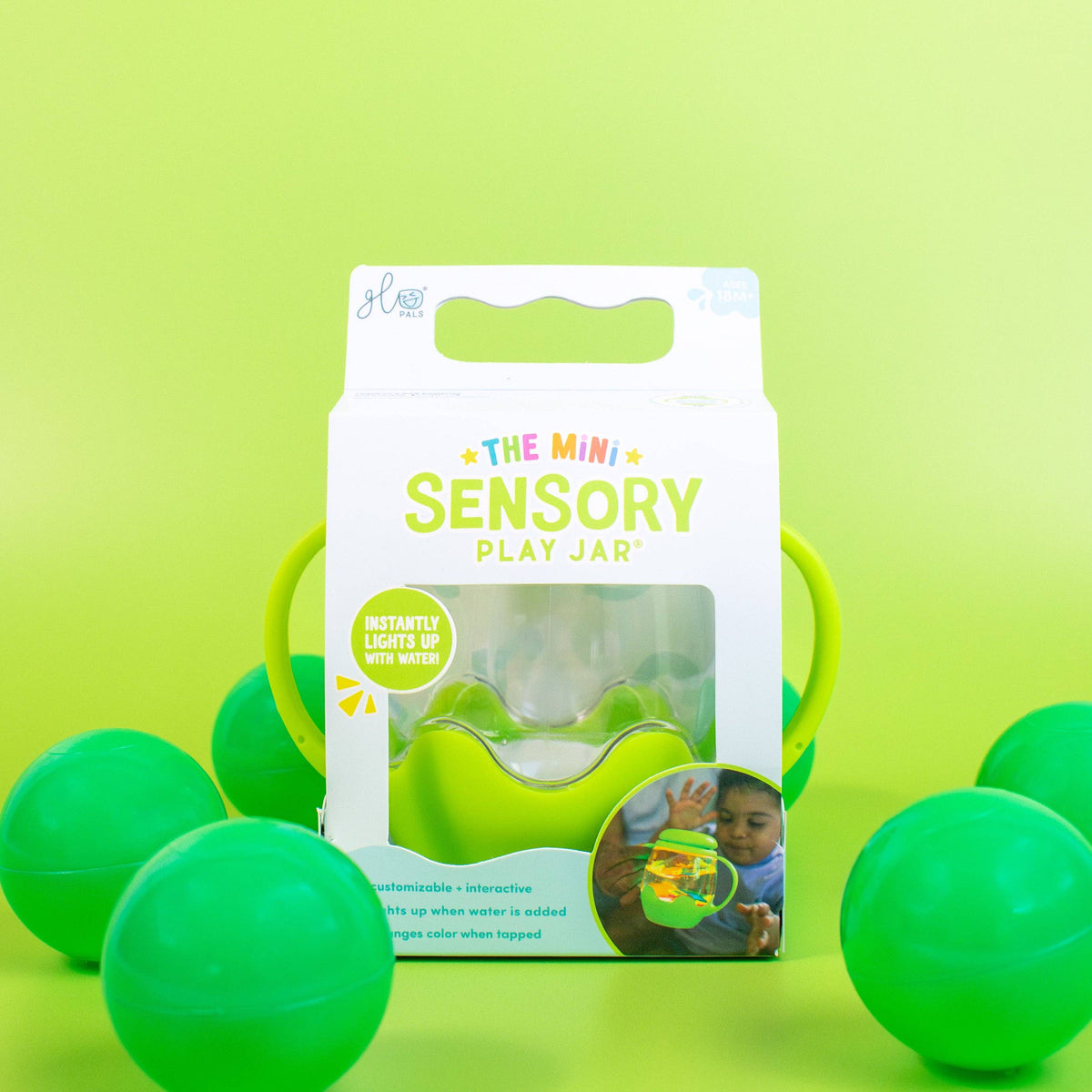 Glo Pals - Glo Pals Mini Sensory Jar and Silicone Fun Filler Bundle - Green