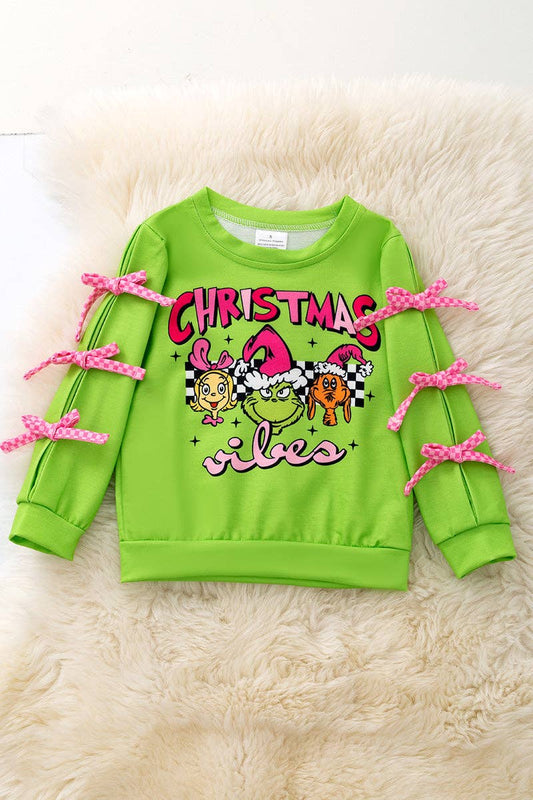 Green Mas sweatshirt with sleeve bows