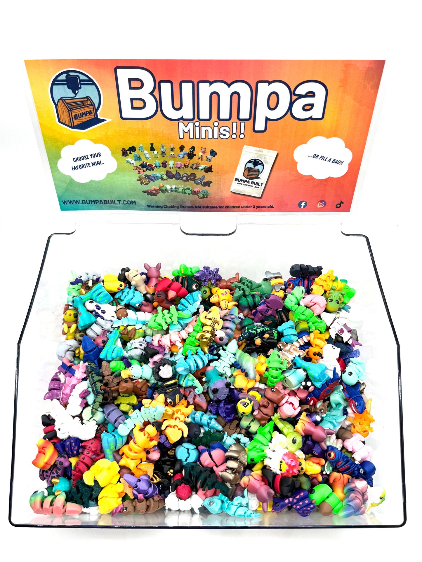 Bumpa Built - Bumpa Minis - Bulk Collectible 3D Printed Fidgets with Dump Bin Display
