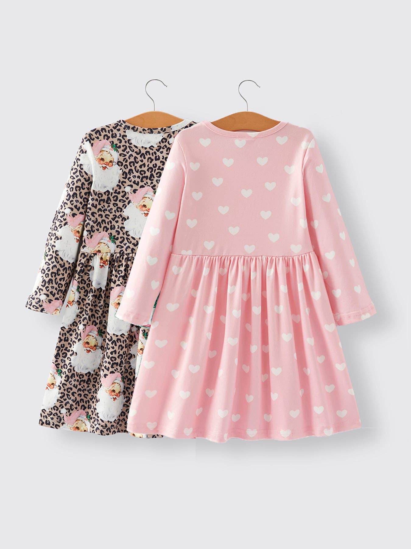 Rylee Faith Designs - Girls dress Of 2 Pcs In One Package Christmas Santa Print Dress