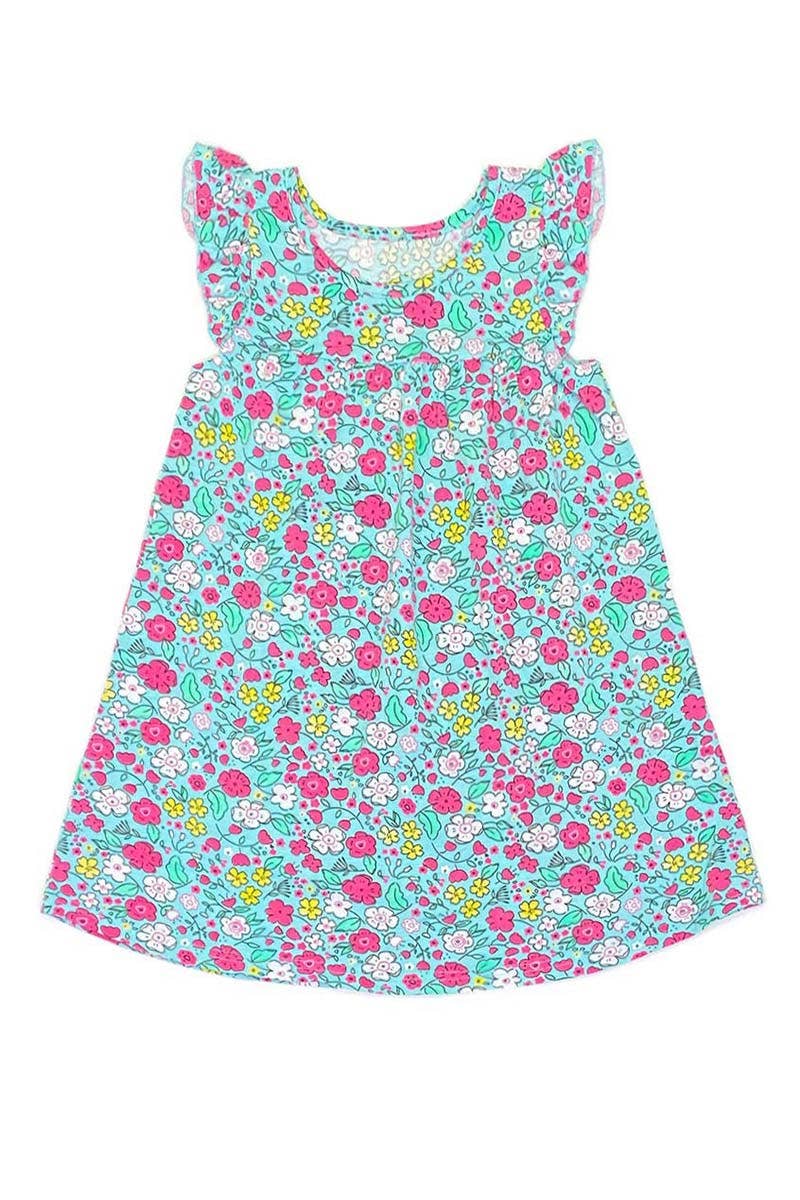 Summer Floral Dress w/Ruffle Sleeve