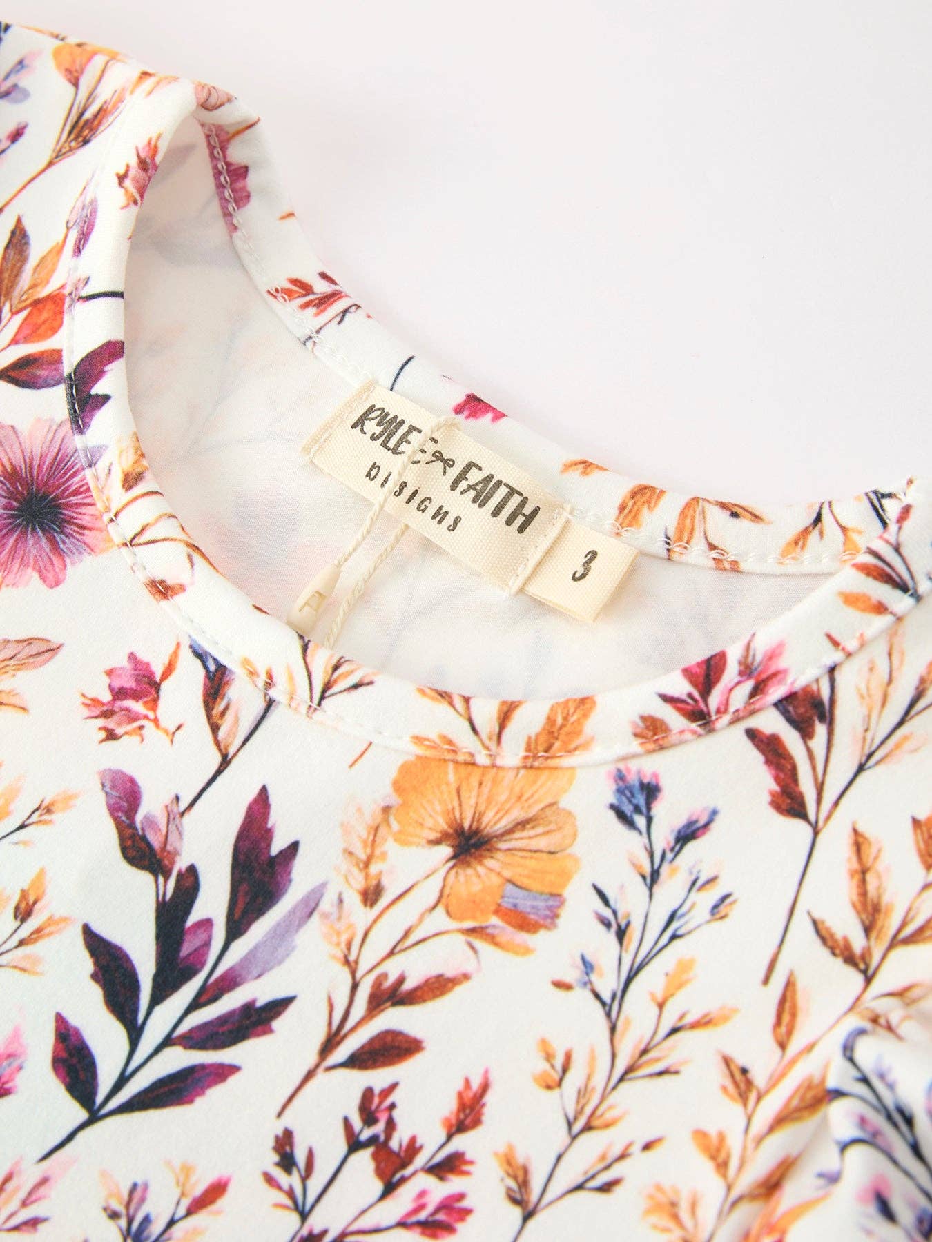 Rylee Faith Designs - Fall Floral Puff Sleeve Ruffle Girls Dress