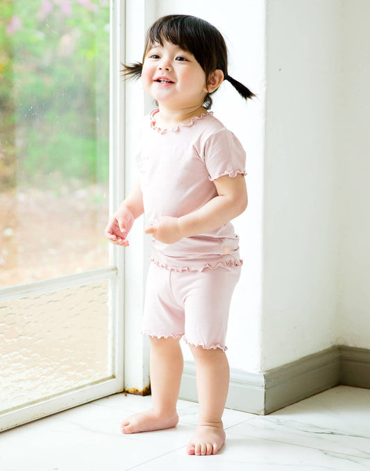 Shirring Grey pink Short sleeve Viscose Pajama