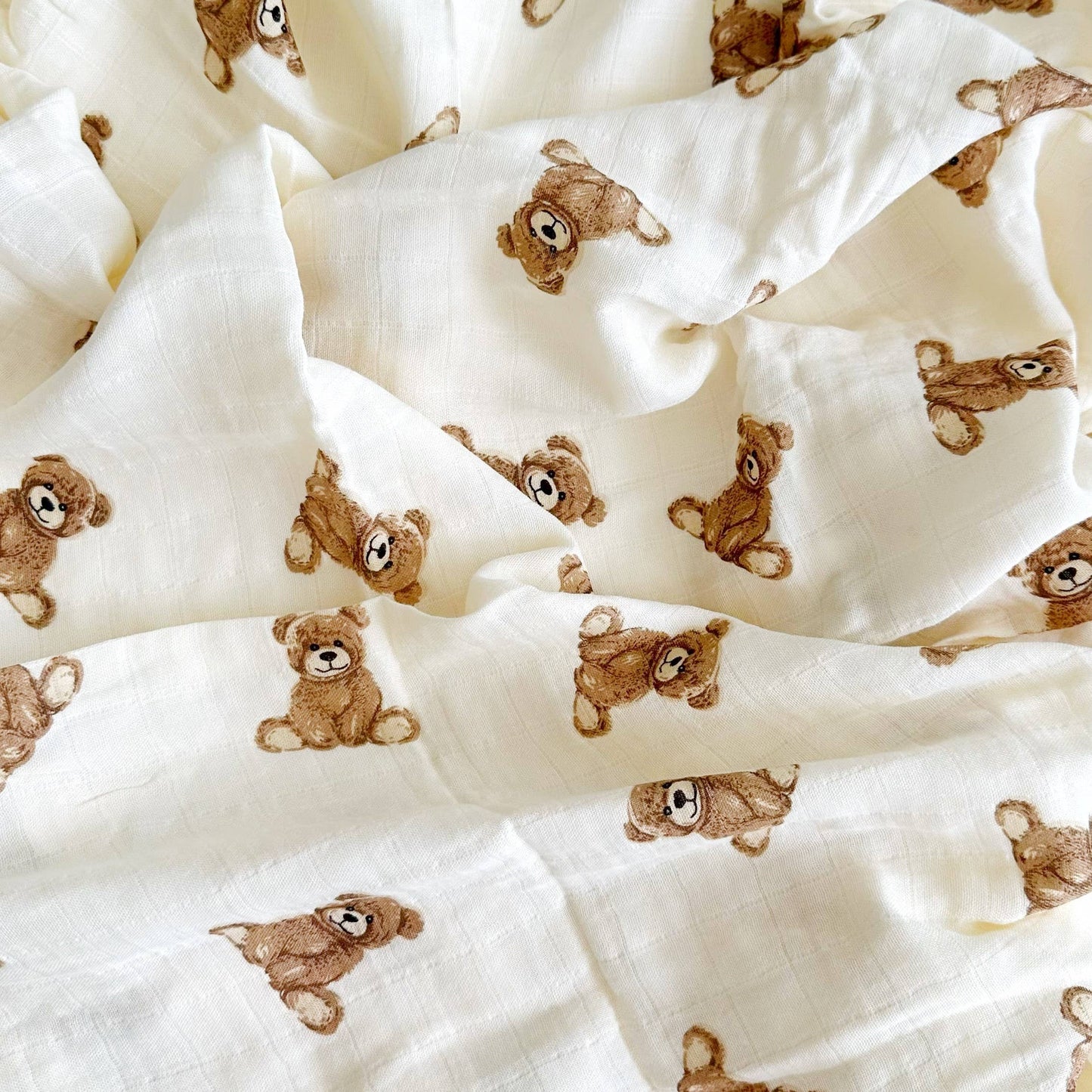 Ali+Oli - Bamboo Muslin Swaddle Baby Blanket (Teddy Bear)