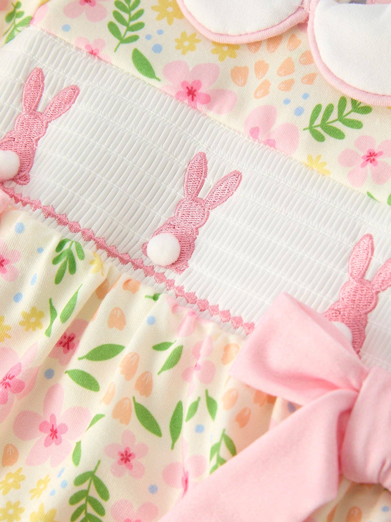 Rylee Faith Designs - Easter Bunny Embroidery Smocking Cute Baby Girl Romper