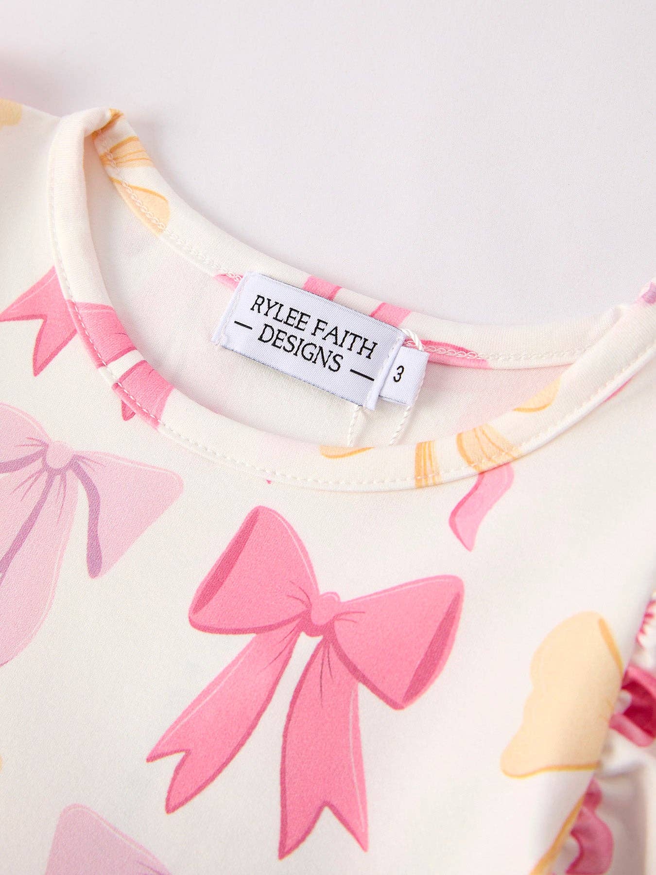 Girl's Summer Bow Short Sleeve Shorts Set