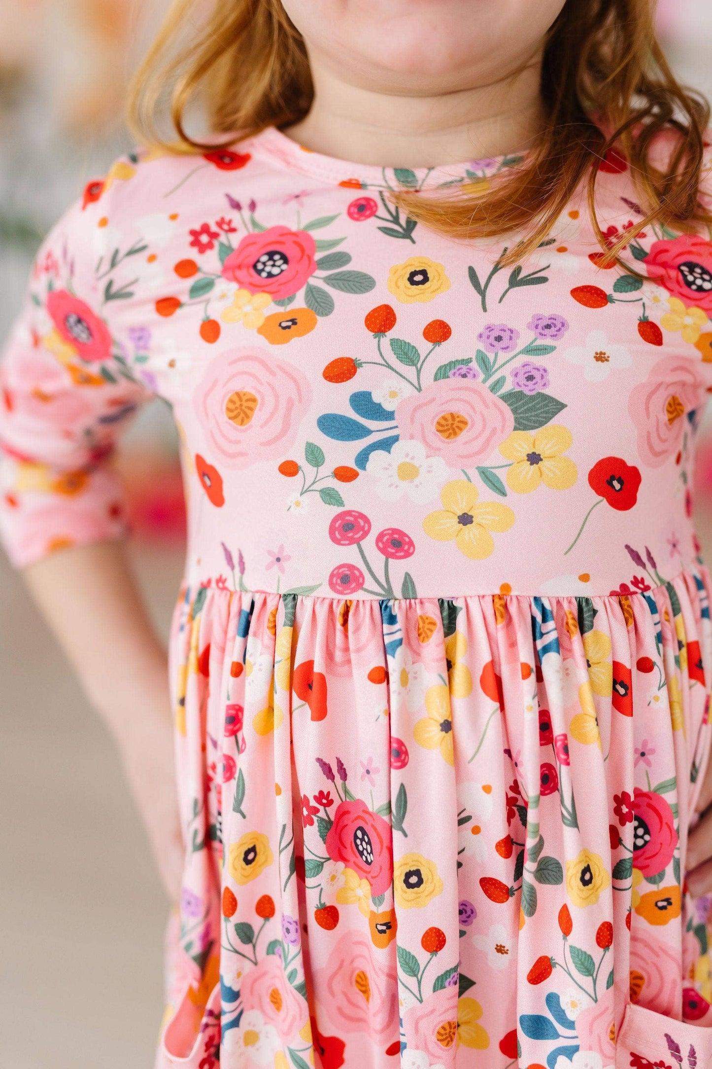 Mila & Rose - Bouquet Beauty 3/4 Sleeve Pocket Twirl Dress