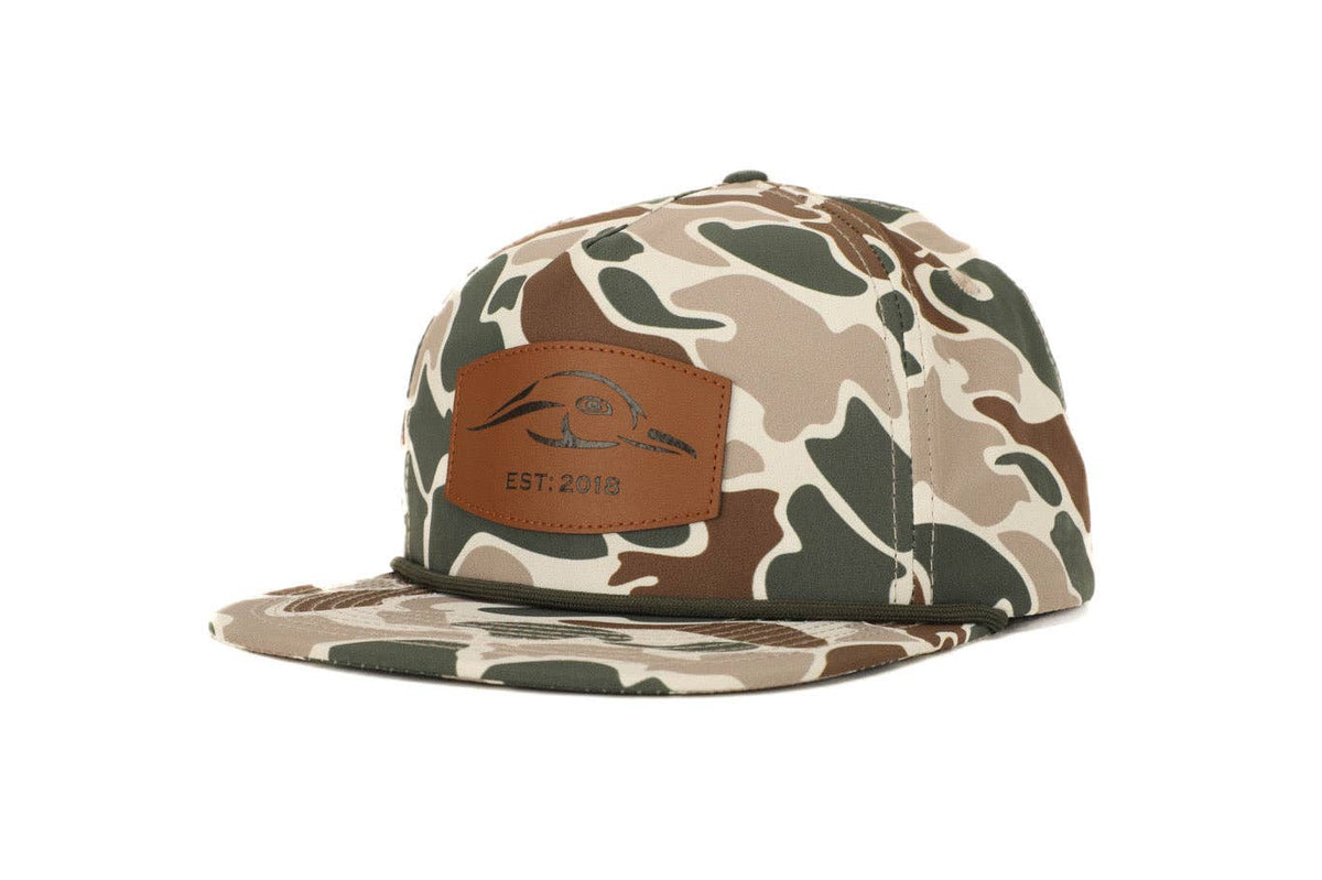 Leather Patch Green and Brown Vintage Rope Old School Hat