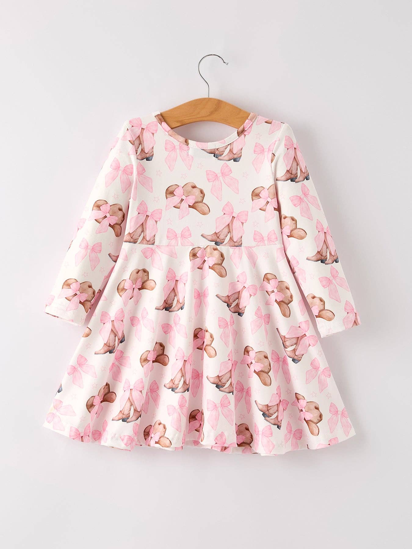 Autumn Western Girls Bow Milk Silk Long Sleeve Dress