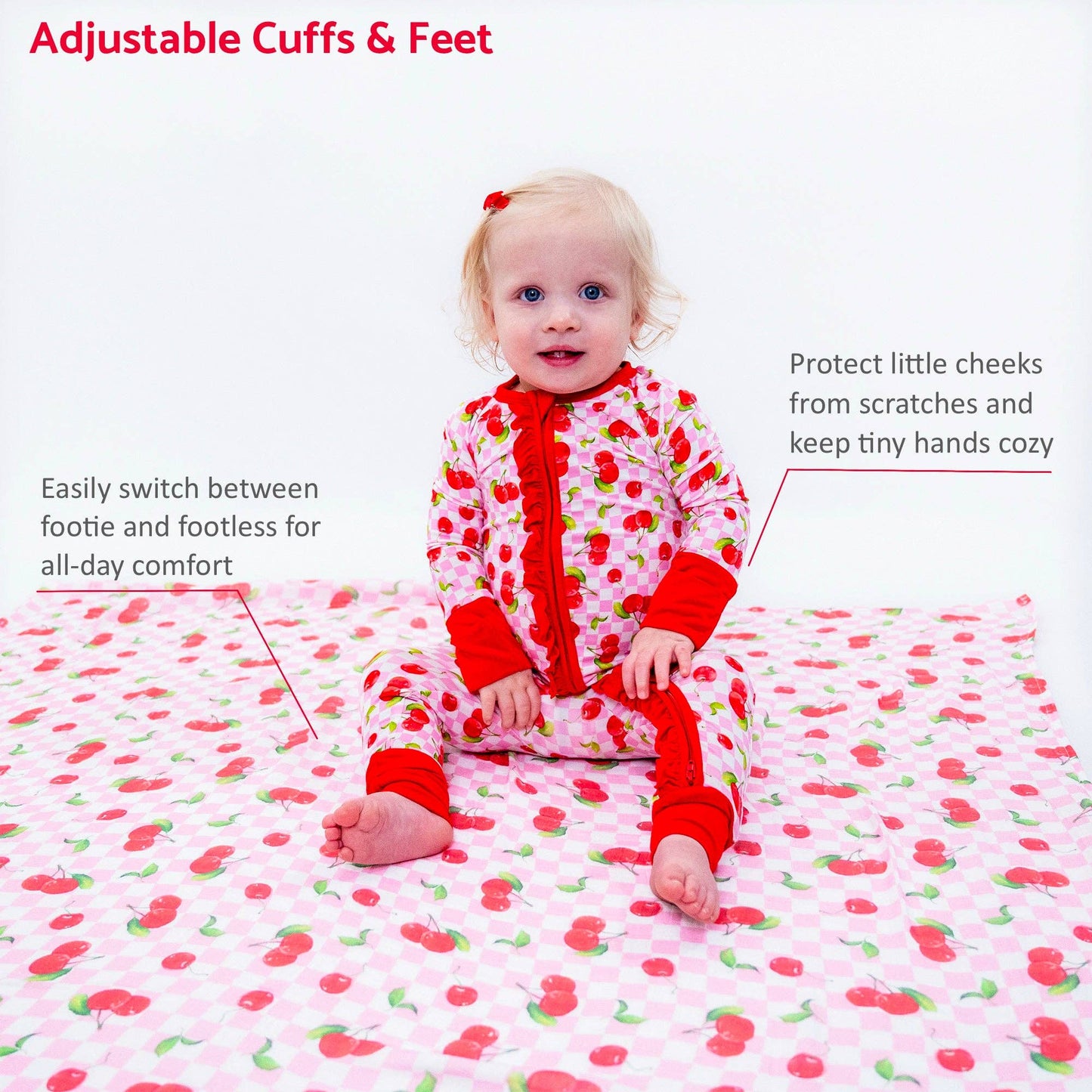 Convertible Ruffle Zipper Pajama Cherry On Top