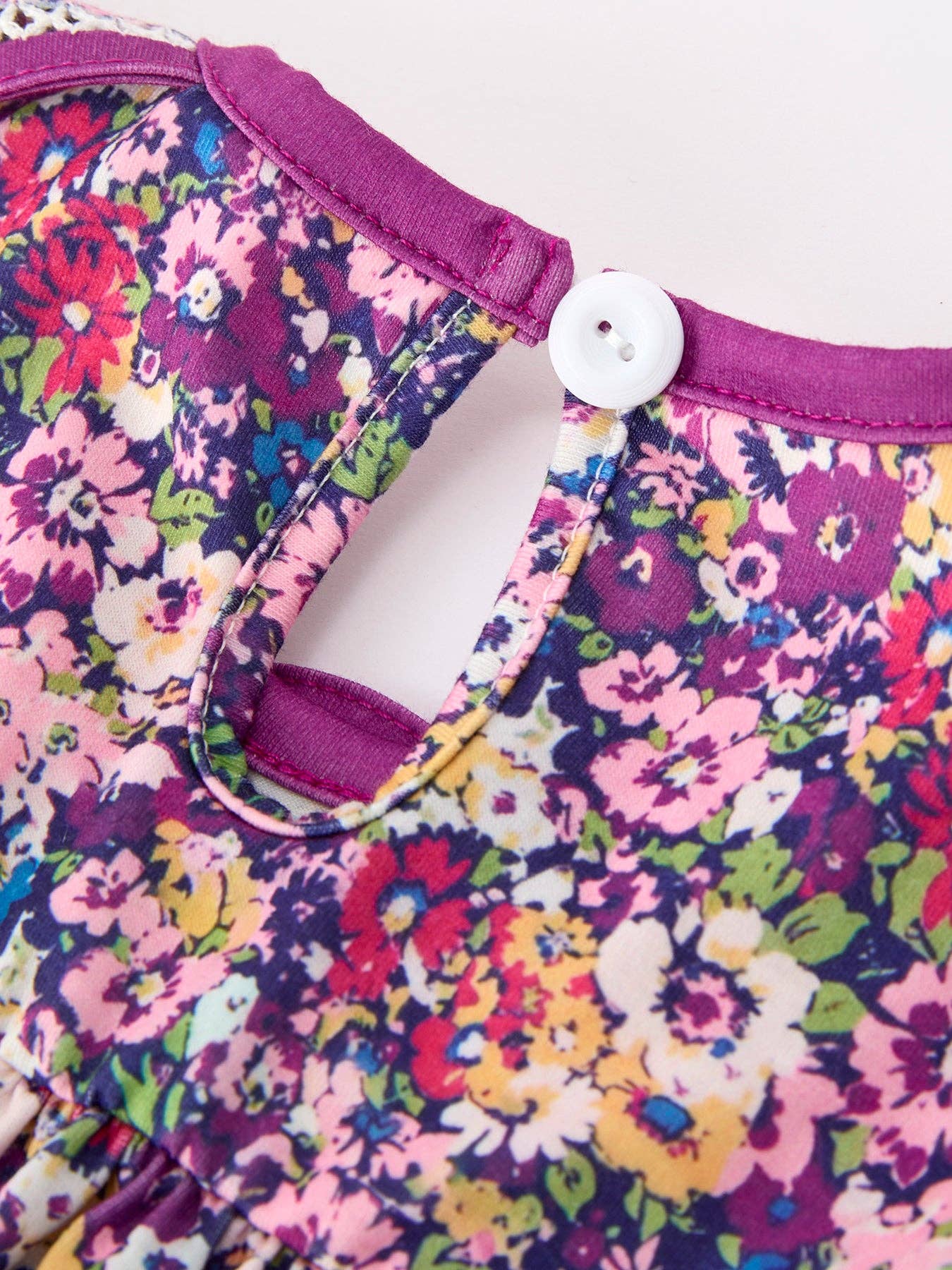 Rylee Faith Designs - Purple Floral Bow Petals Collar Girls Dress