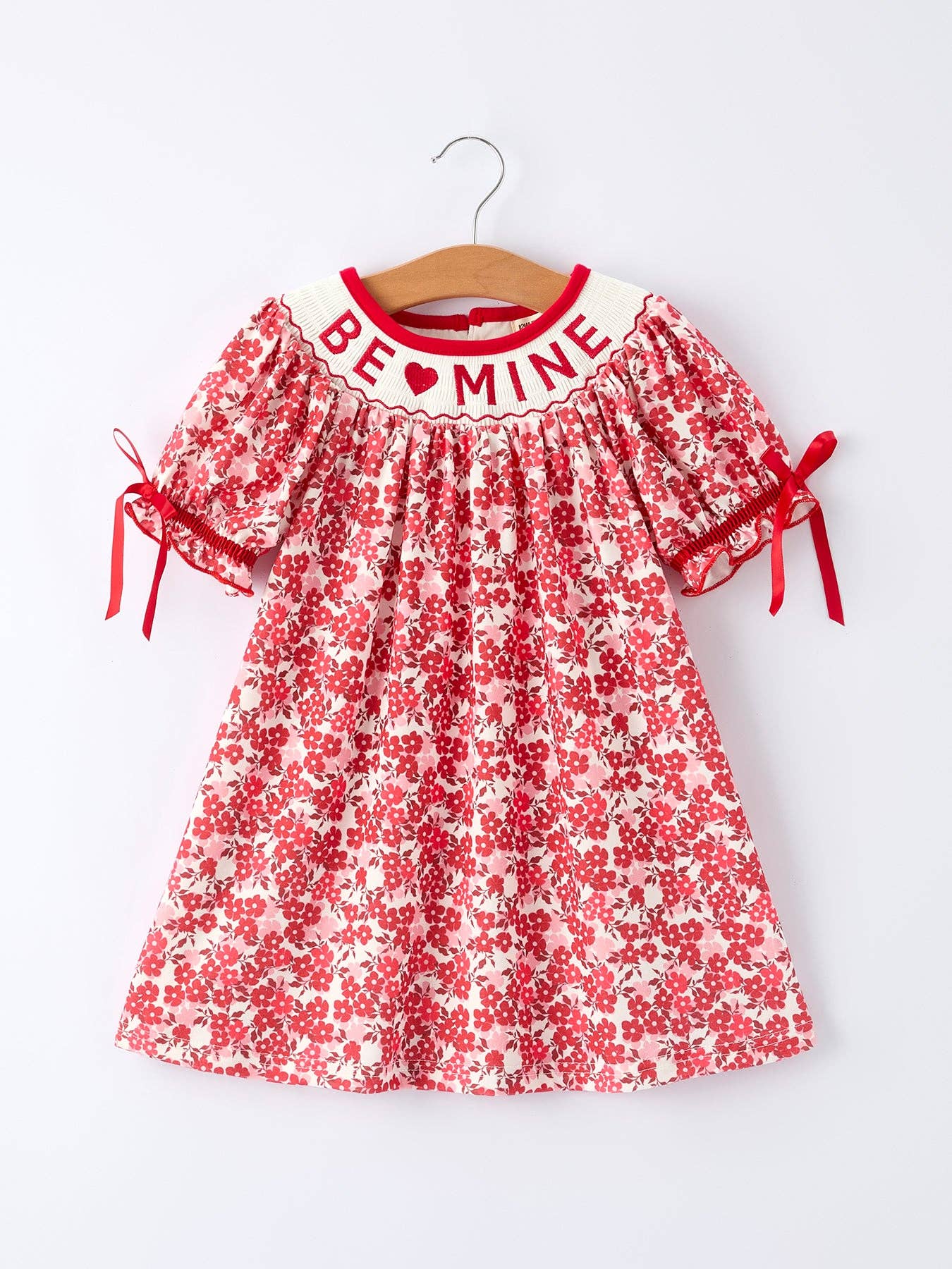 Rylee Faith Designs - Valentine's Day "BE ❤ MINE" Embroidered Floral Girls' Dress