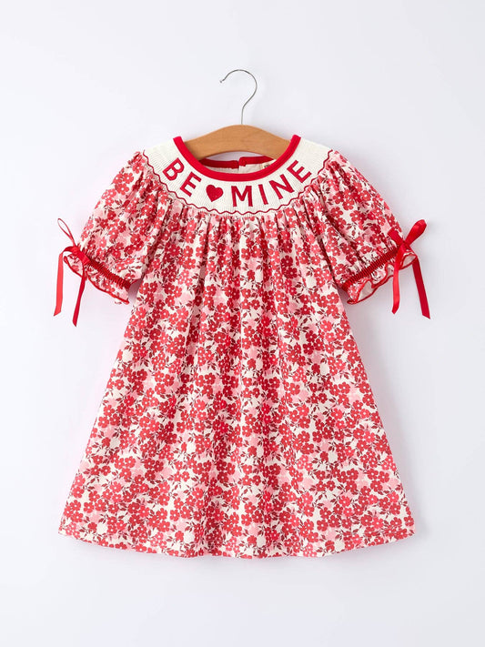 Rylee Faith Designs - Valentine's Day "BE ❤ MINE" Embroidered Floral Girls' Dress