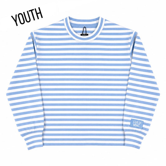 STRIPE LONG SLEEVE TOP-LIGHT BLUE