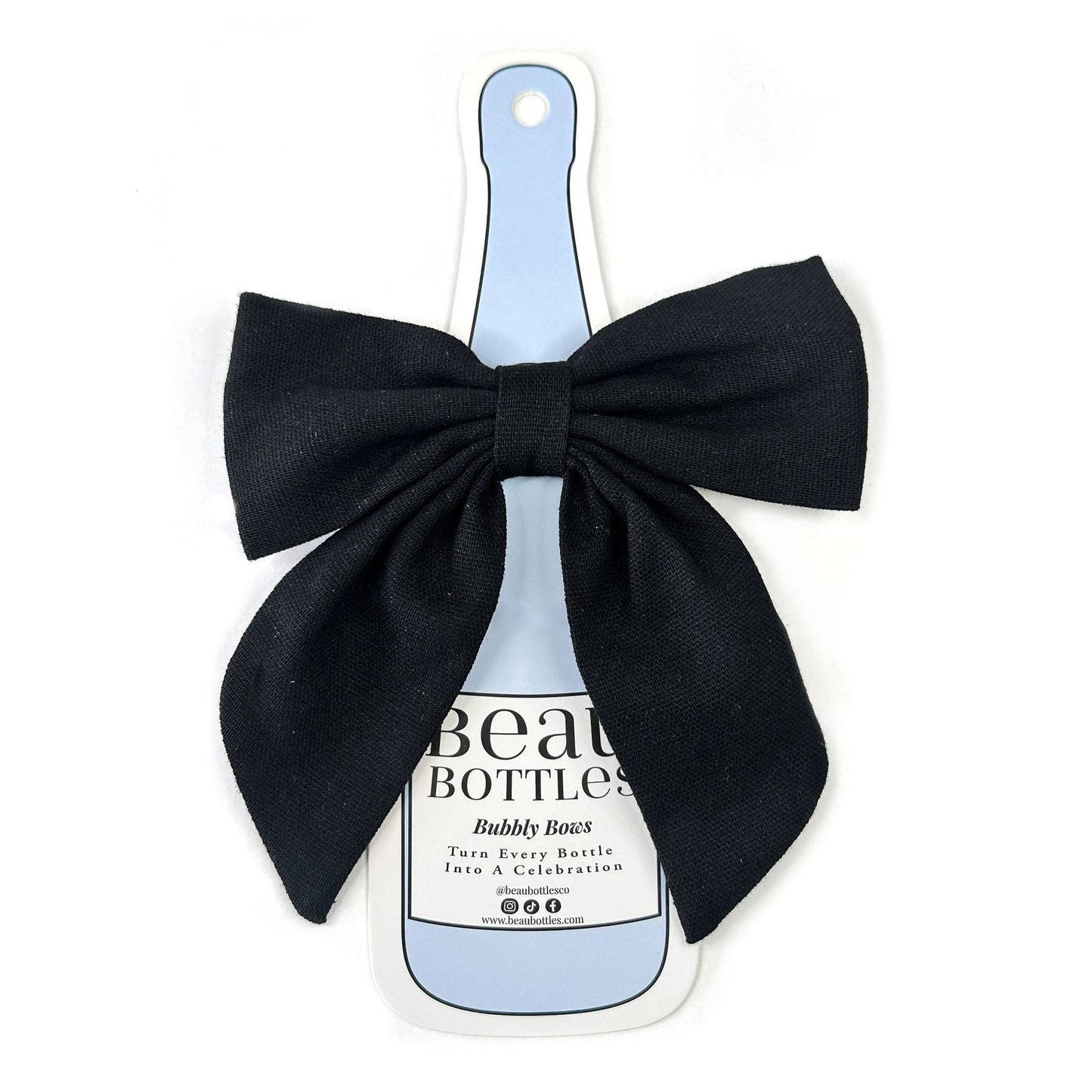 Beau Bottles - Beau Bottles Black Linen Bottle Bow