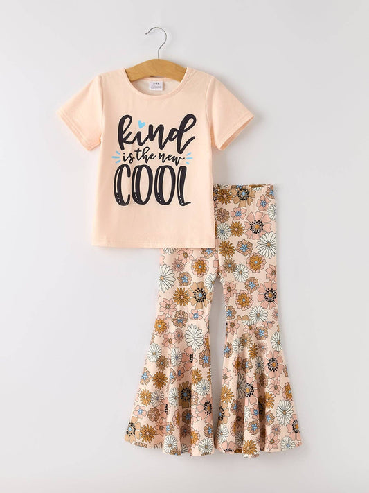 Rylee Faith Designs - Girls Letter Print Top + Floral Pattern Pants