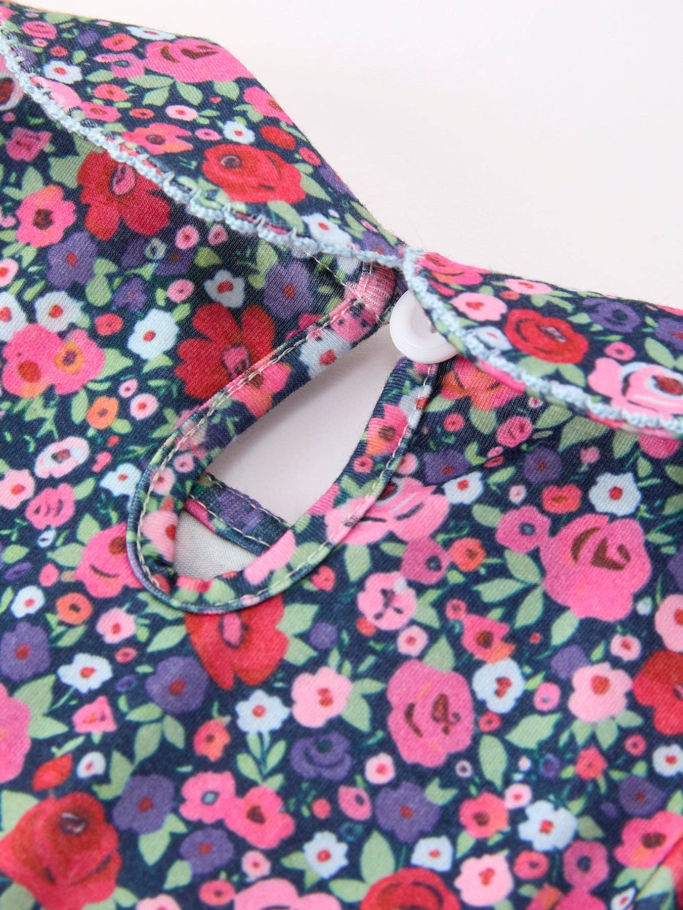 Rylee Faith Designs - Blue Bow Smocked Floral Girl Dress