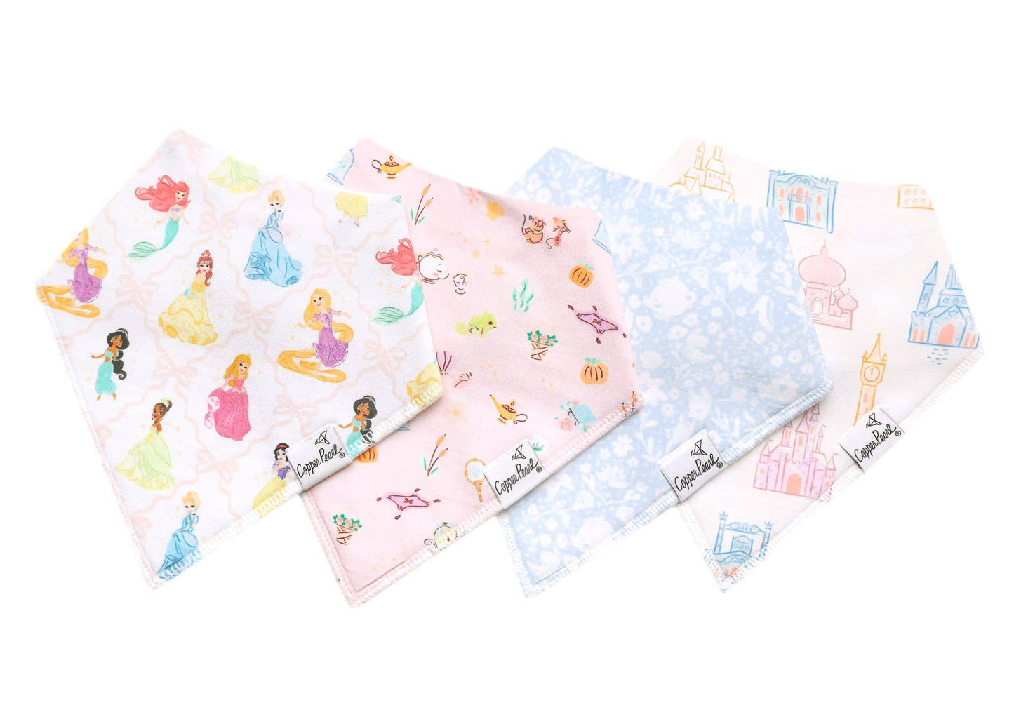 Copper Pearl - 4 Pack Baby Bandana Bibs - Disney Princess