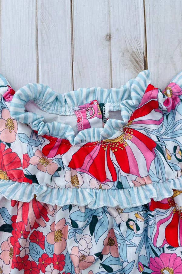 luluclothes - Mom and me floral printed smocking girls dress DLH2882