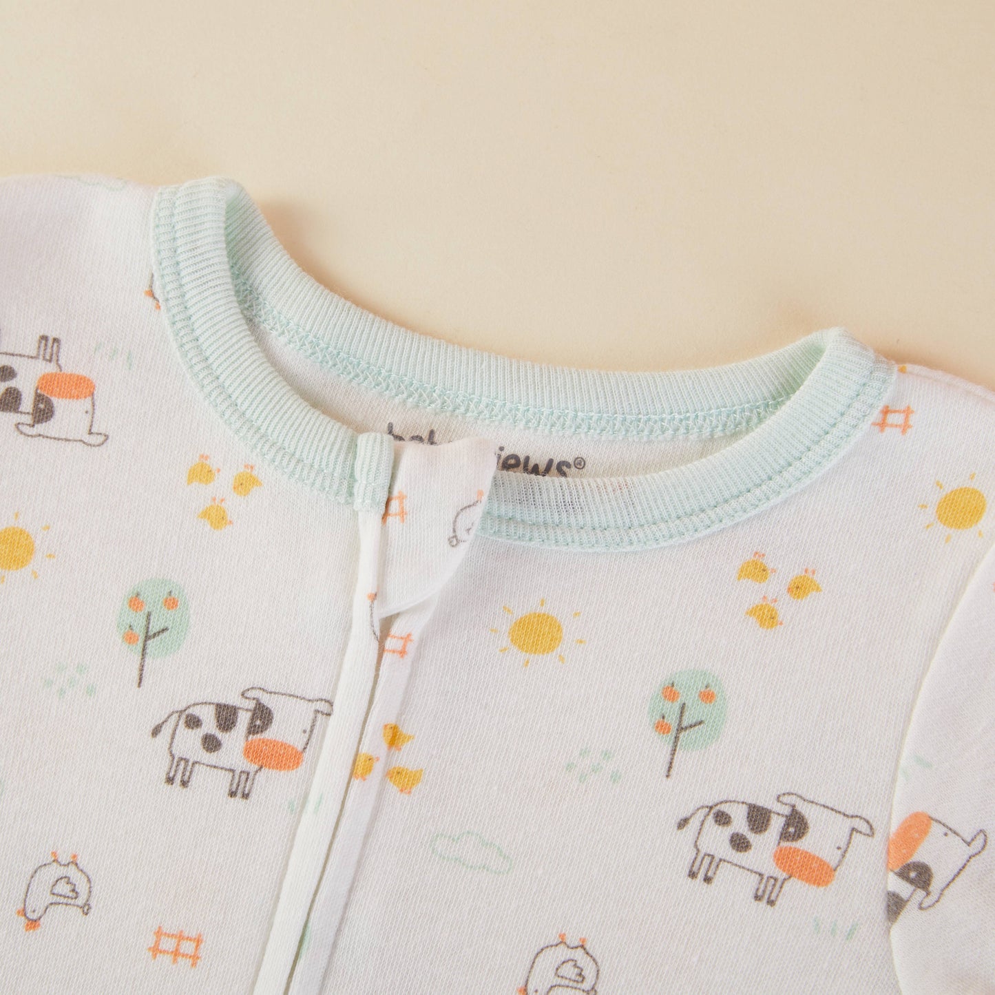 Cow & Farm Animal Pattern Zipper Footie Pajamas Romper