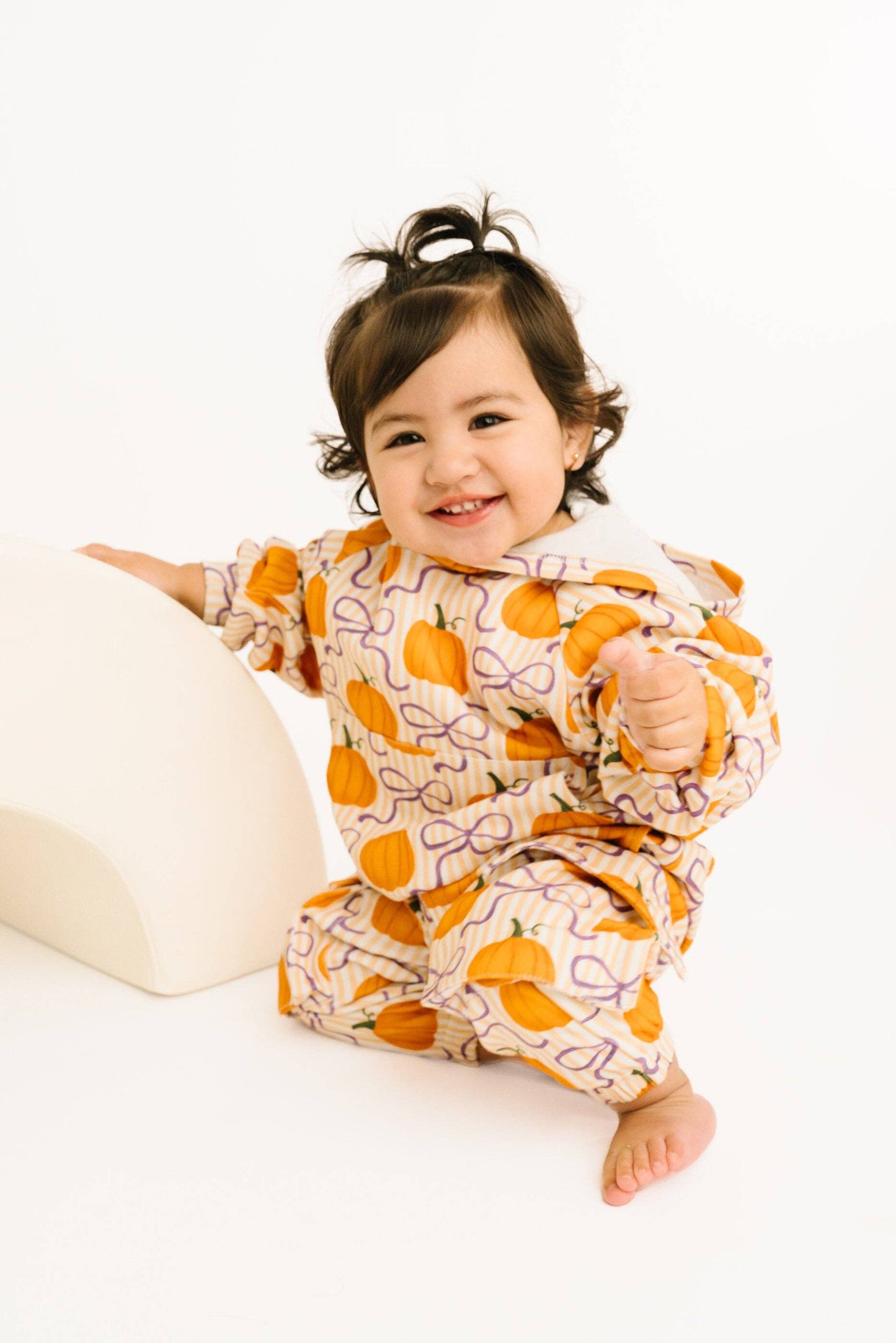 Little One Shop - Pumpkin & Bows Cargo Hoodie Set
