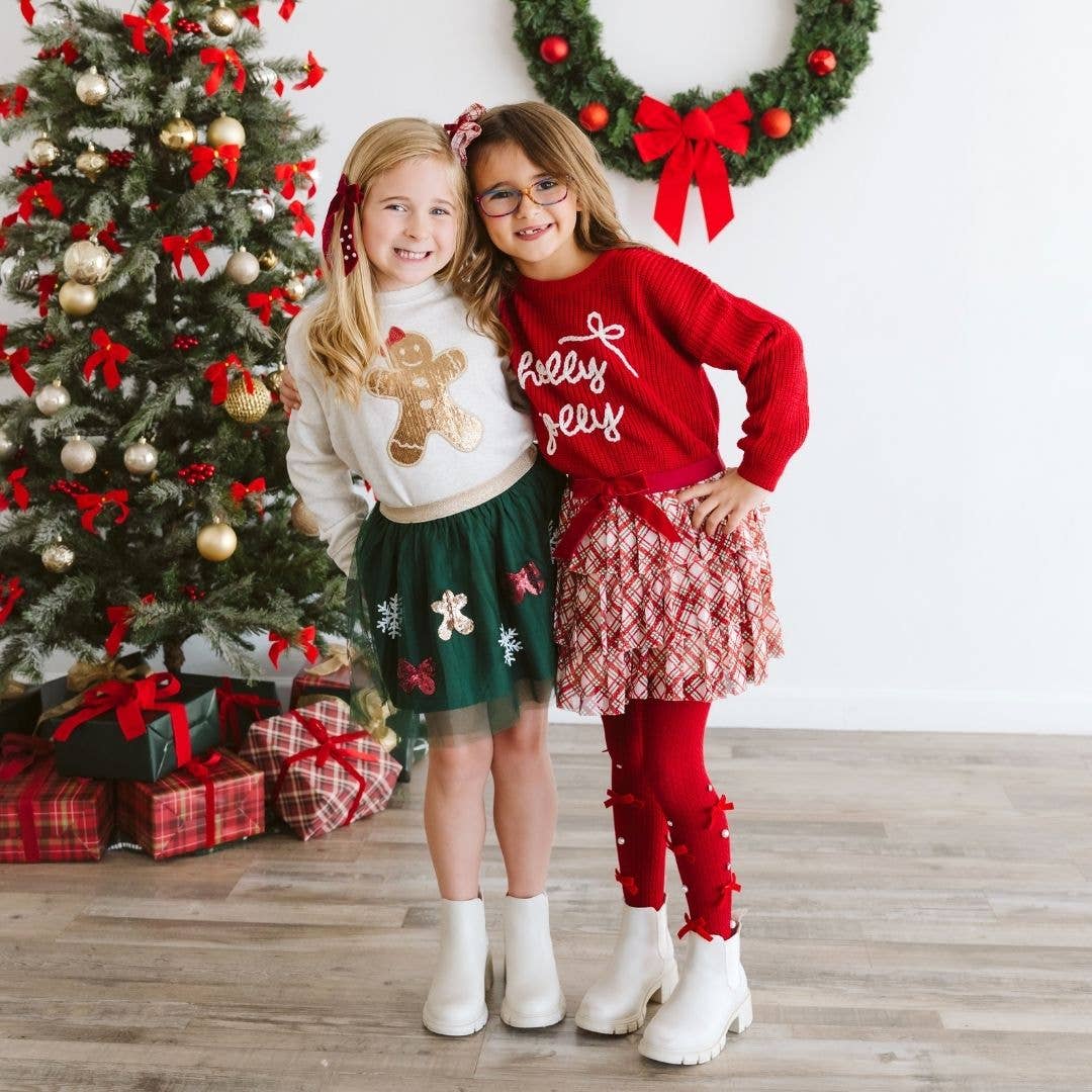 Sweet Wink - Gingerbread Sequin Patch Christmas Sweatshirt Girls Clothes