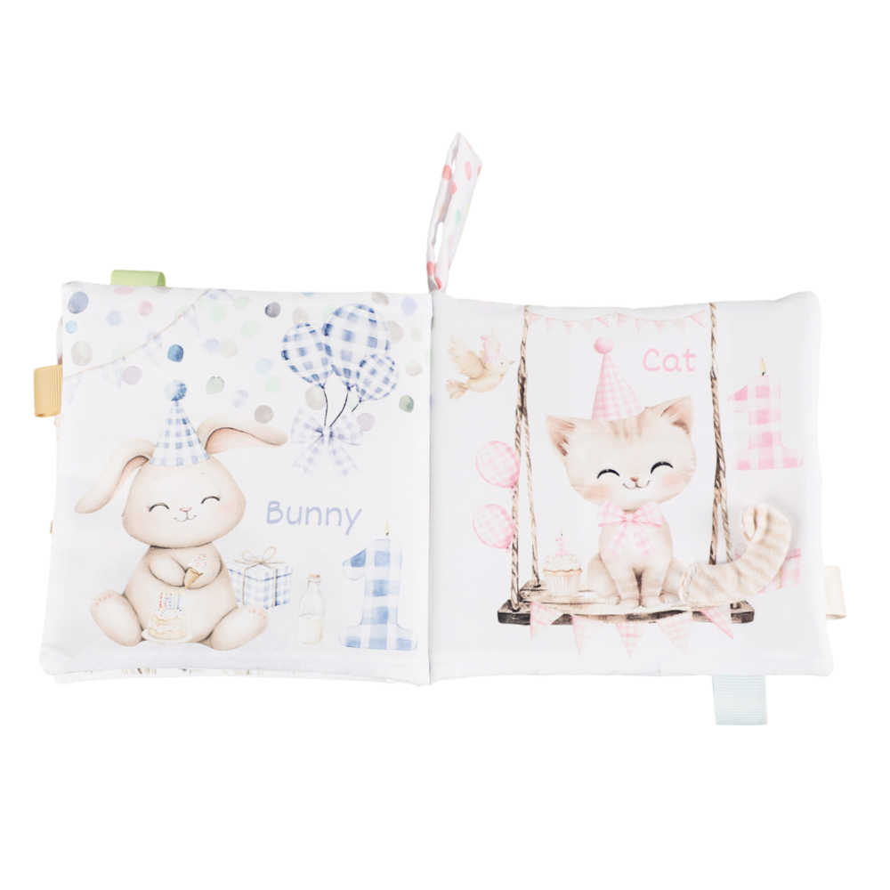 Ali+Oli - Birthday on the Farm10-Page Crinkle Soft Cloth Baby Book