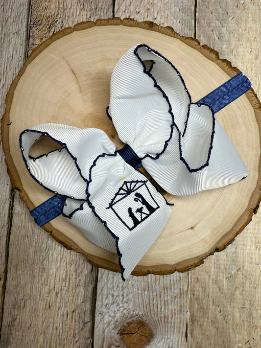 The Hair Bow Company - Nativity Scene Embroidered Hair Bow Headband: Christmas 2025