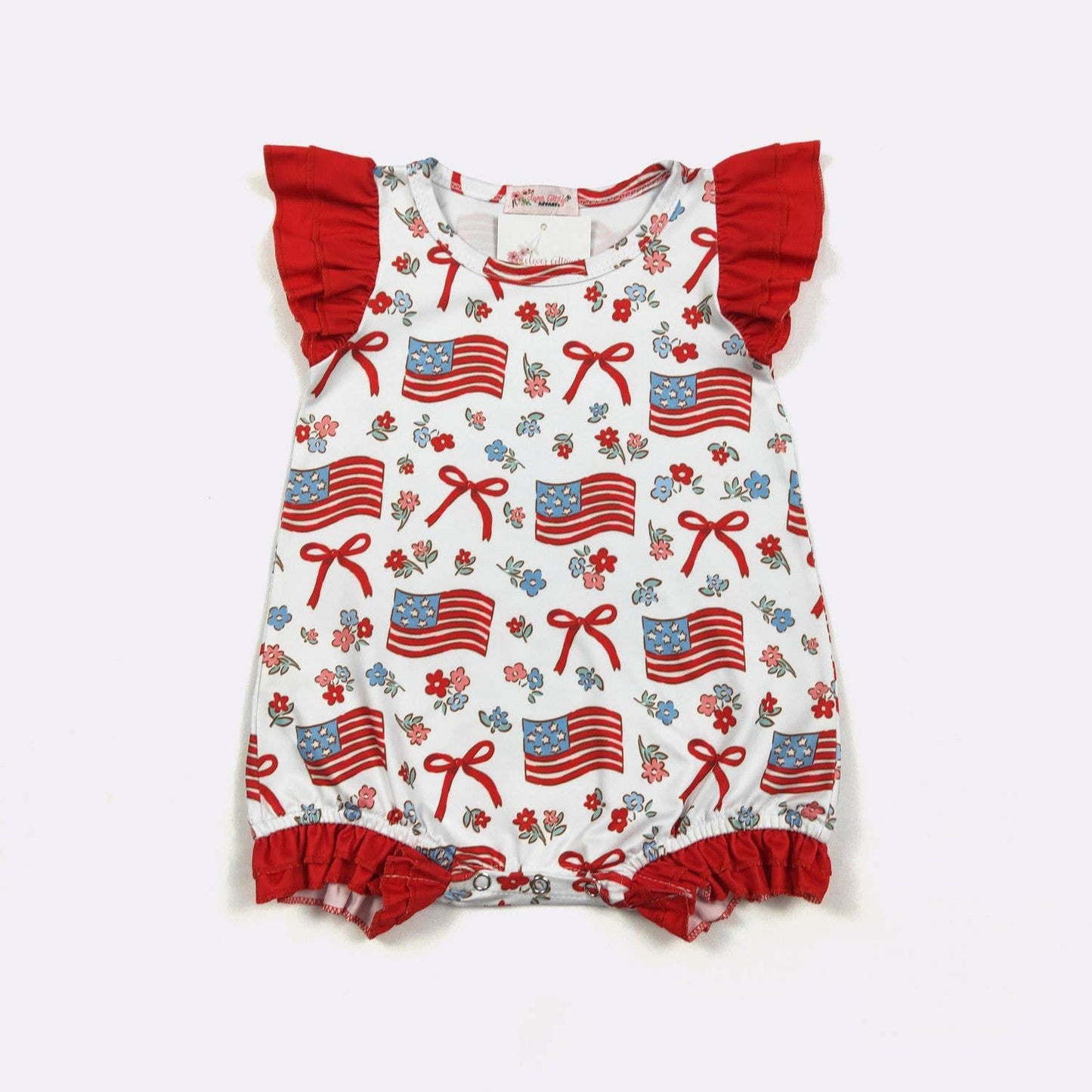 Clover Cottage - Red White & Blue Ruffles Baby Romper
