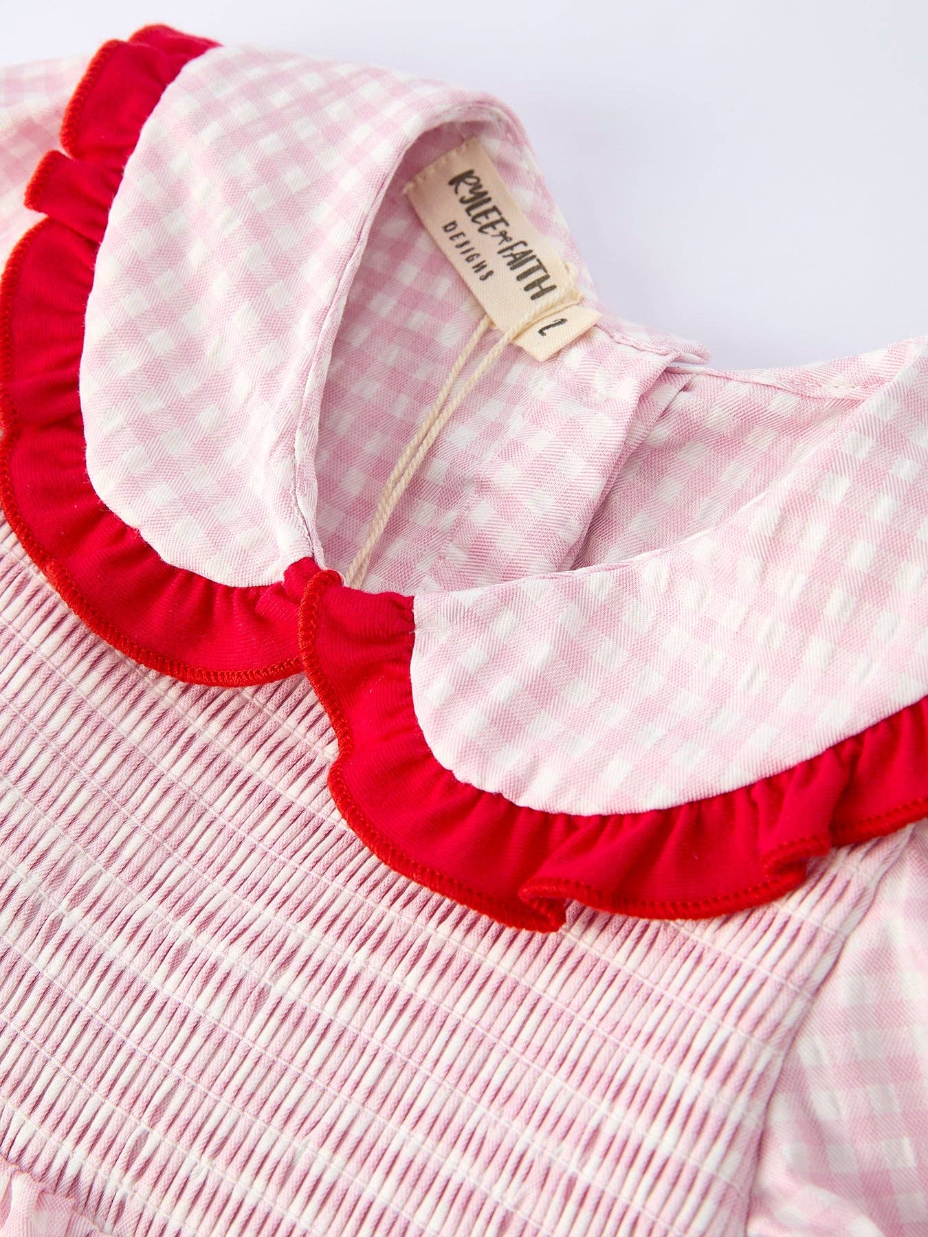 - Girls' Plaid Smocked Strawberry Applique Dress