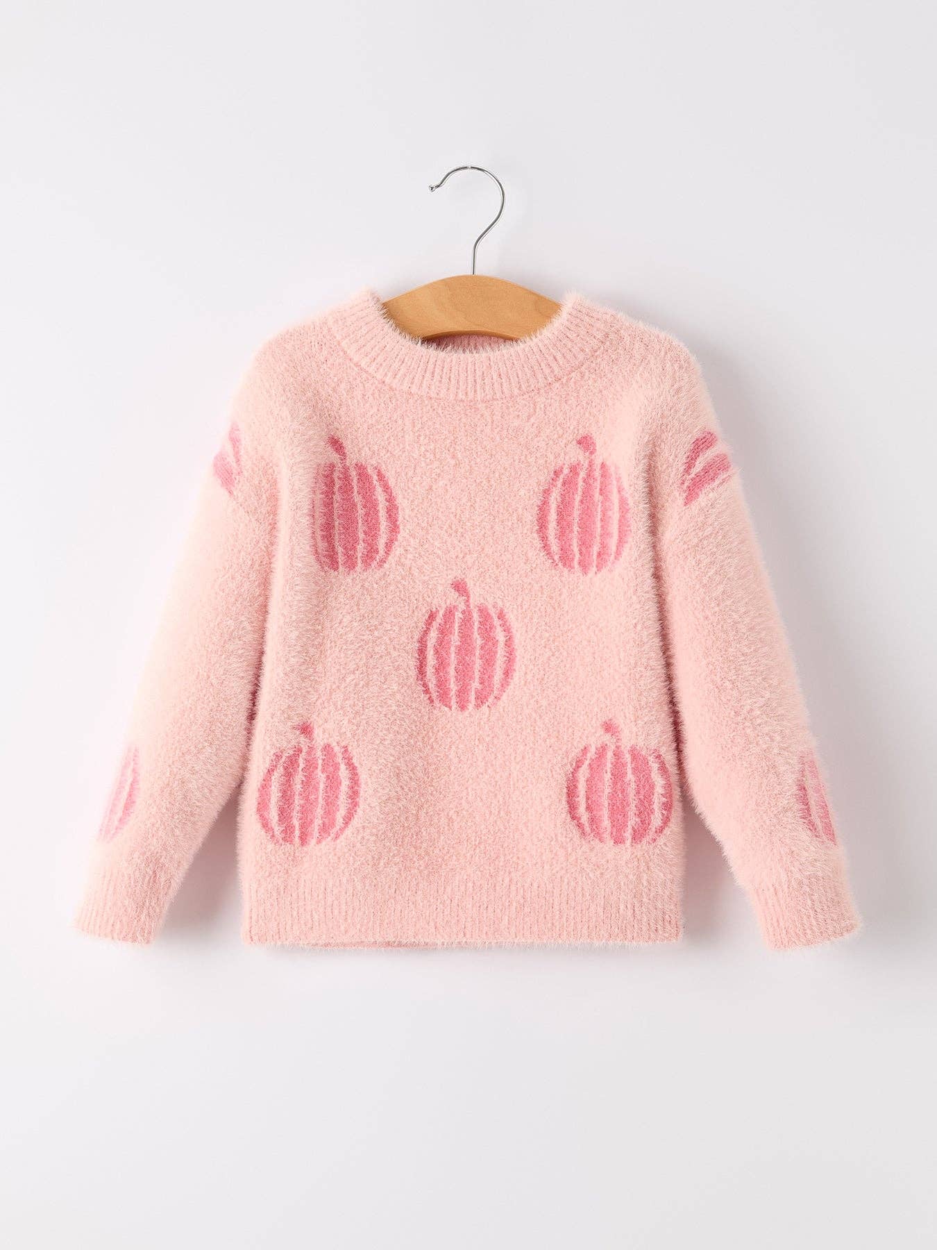 Rylee Faith Designs - Fall Pumpkin Pink Girls Pullover Sweater