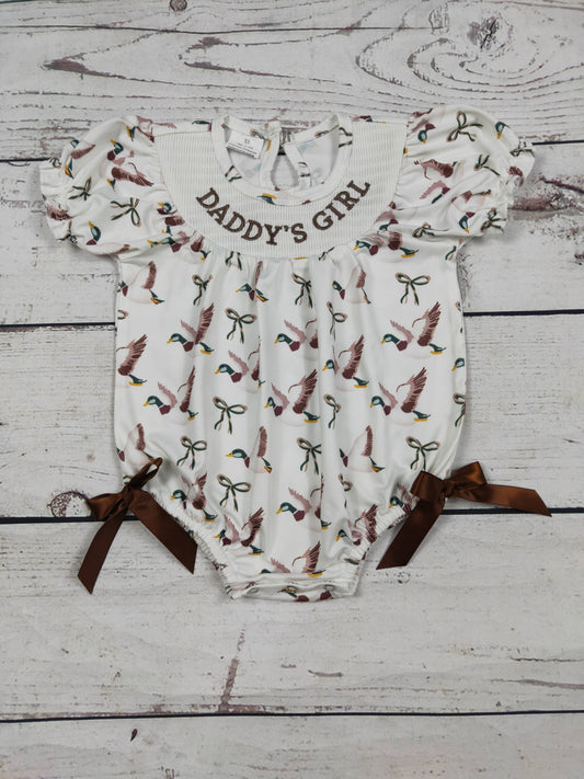sassy kids palace - Duck Printed DADDY'S GIRL Smocked Bubble