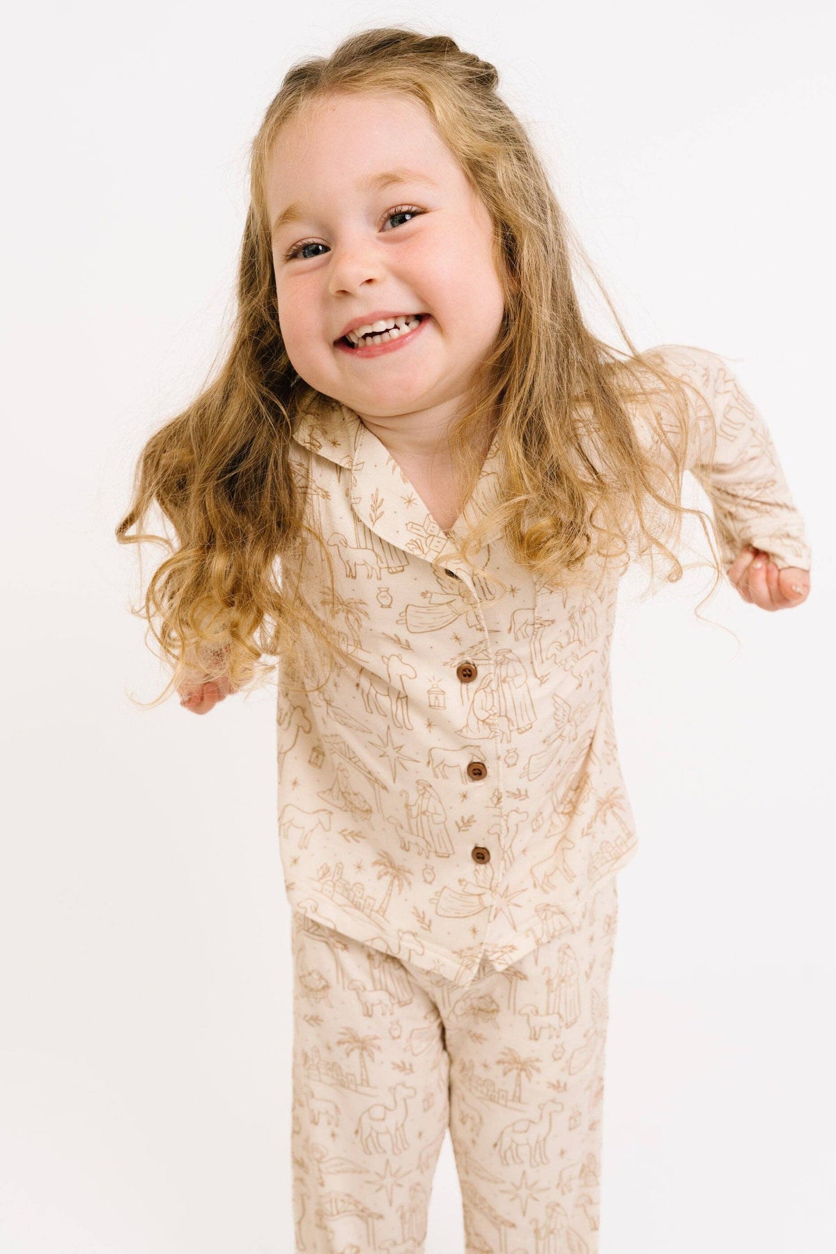Nativity Kid Long Sleeve Bamboo Button Up Set