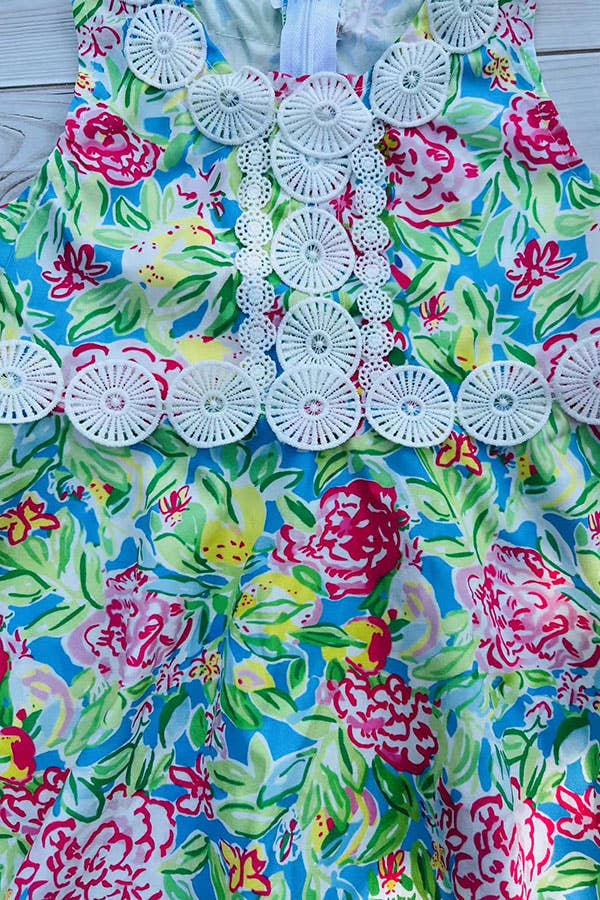 Girls dress Floral prints & white lace