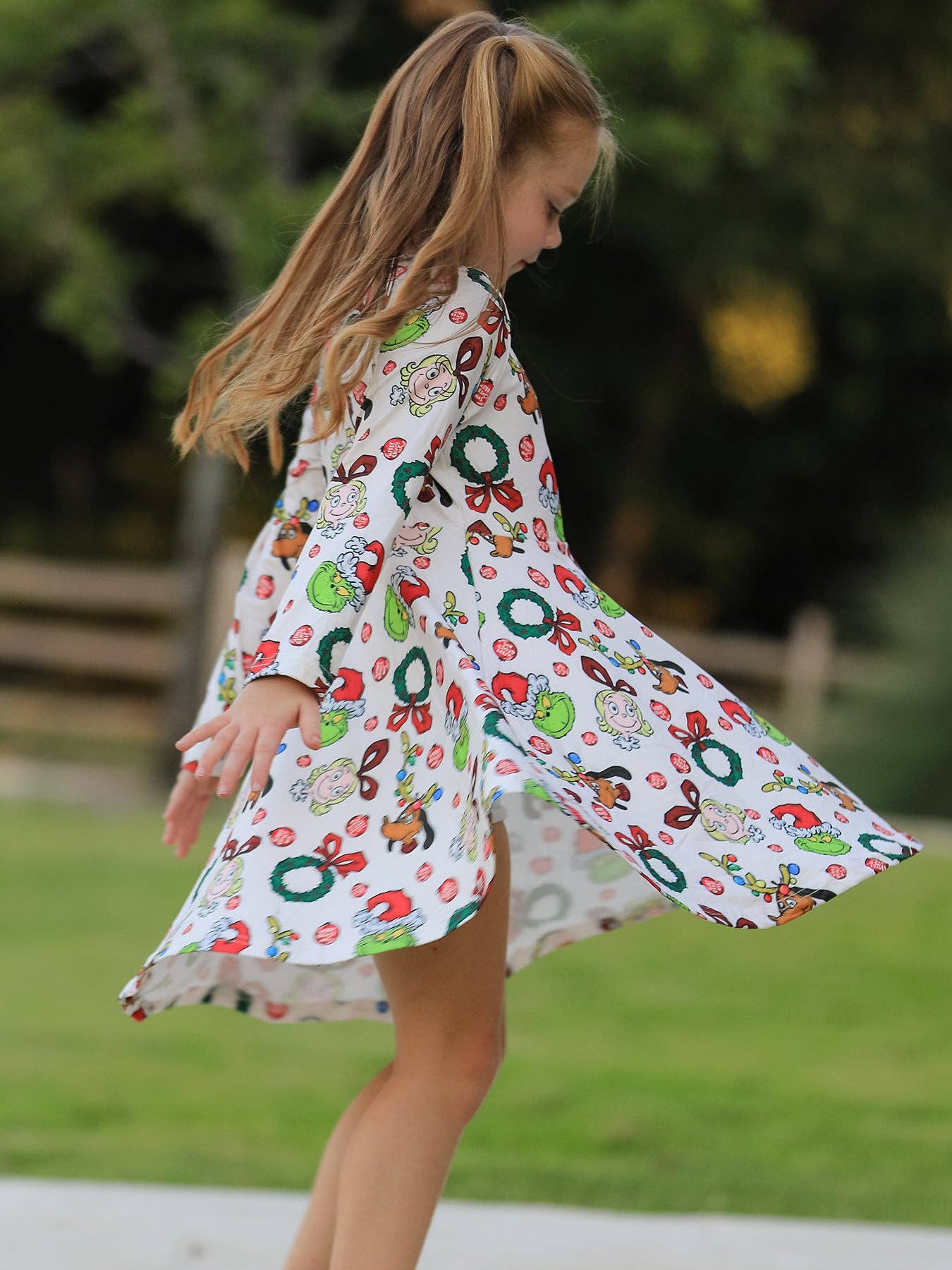 Rylee Faith Designs - Winter Christmas Character Colorful Print  Girls Dress