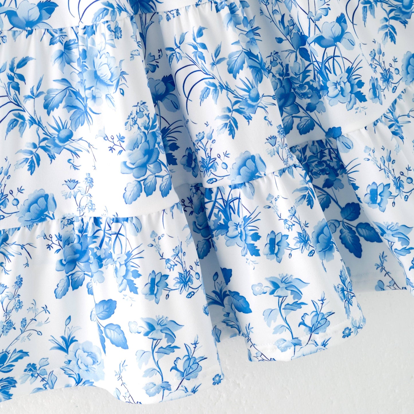 Girls Summer Blue Floral Milk Silk Soft Dress