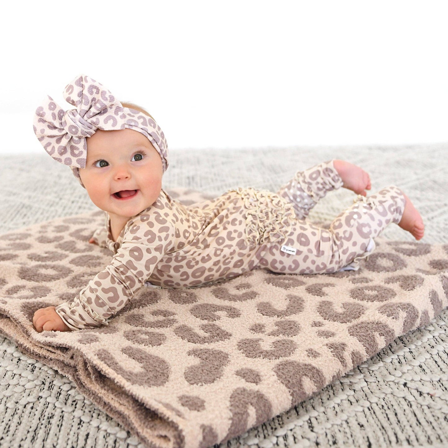 Gigi and Max - Amari Leopard RUFFLE ZIP Bamboo One Piece Baby Outfit