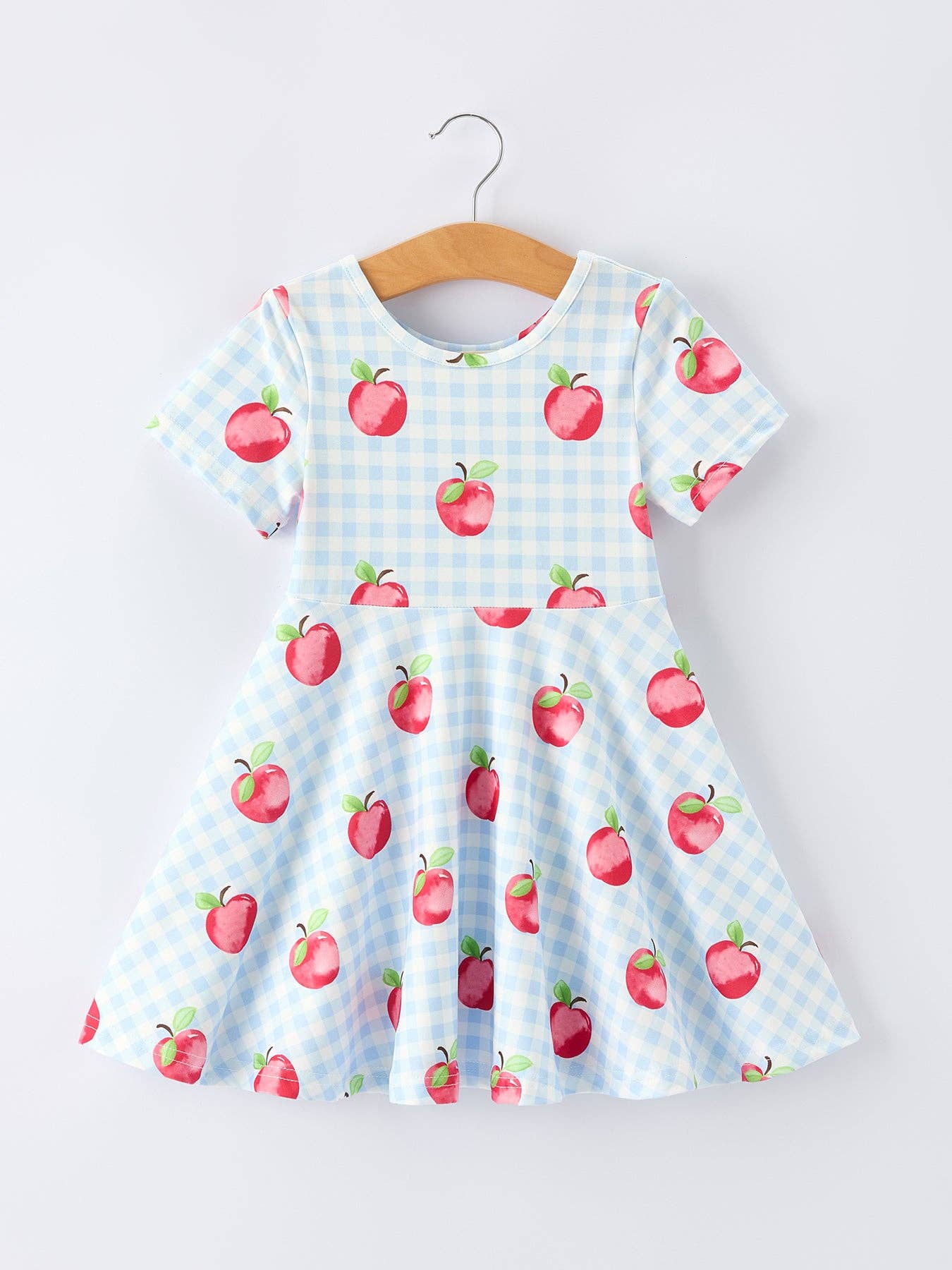 Rylee Faith Designs - Back to School Apple Plaid Girls Dress Short Sleeve