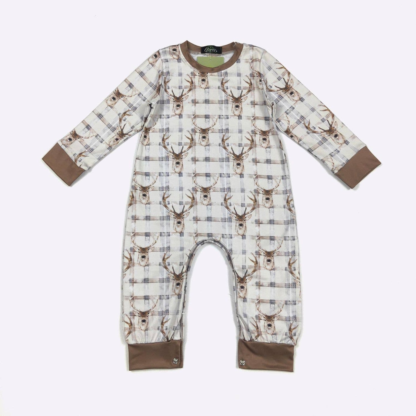 Plaid Deer LS Boy Romper