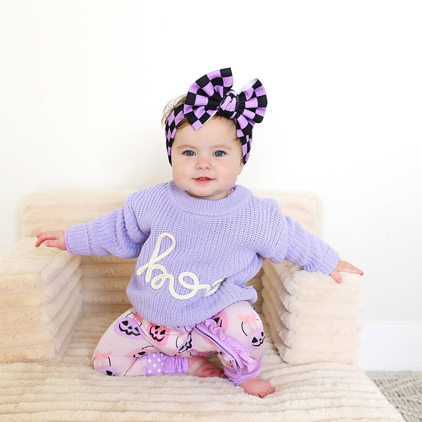 Boo Purple SWEATER Solid Knit Halloween