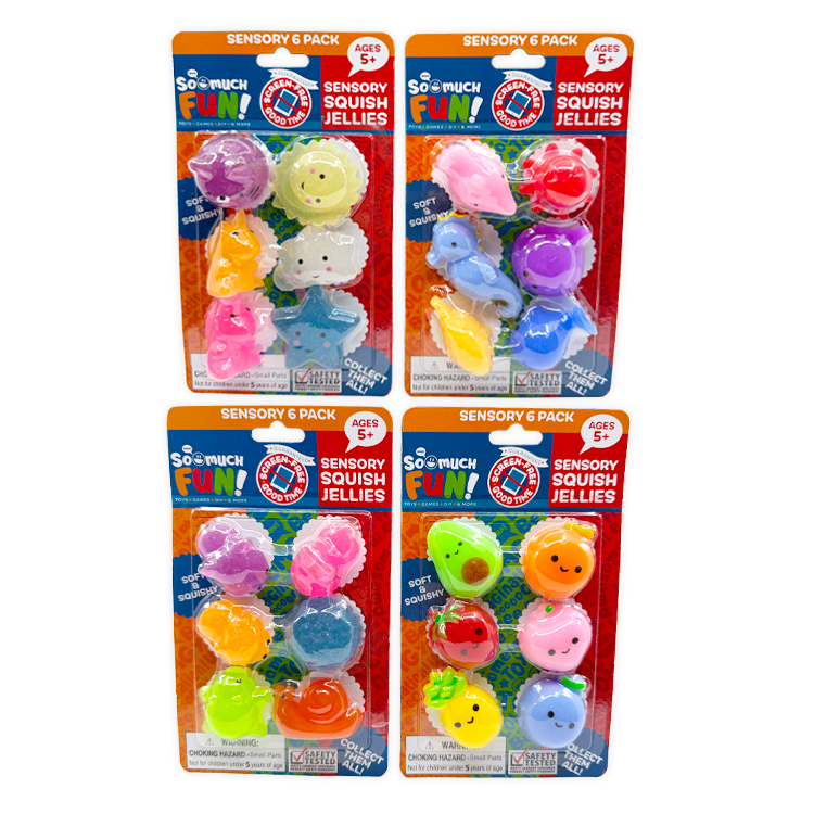 Novelty Brands - Squish Jellies Sensory Fidget Toy Assortment - 12/Display