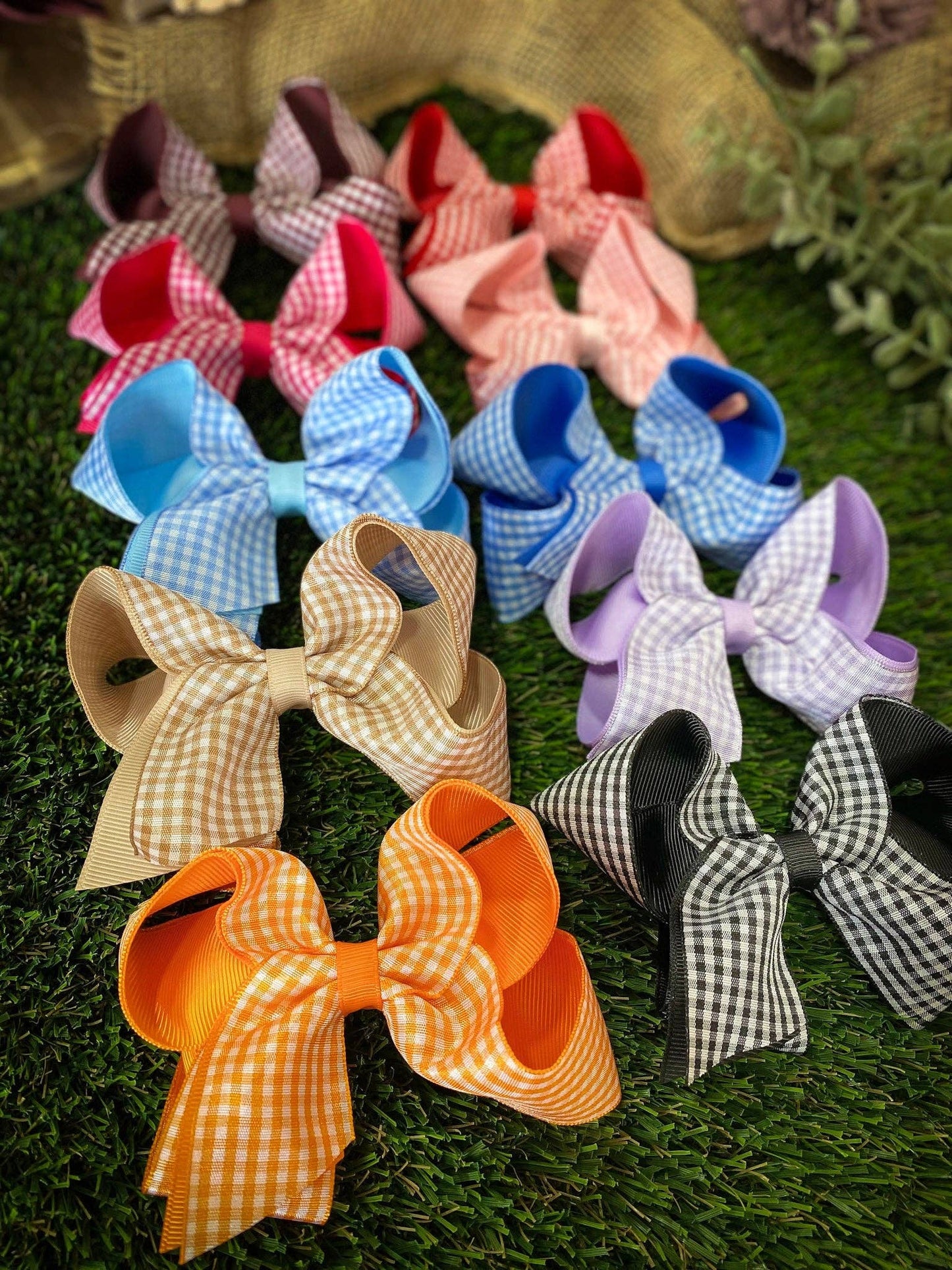 Gingham Classic Boutique Hair Bow | Clip