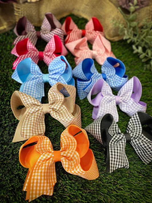 Gingham Classic Boutique Hair Bow | Clip