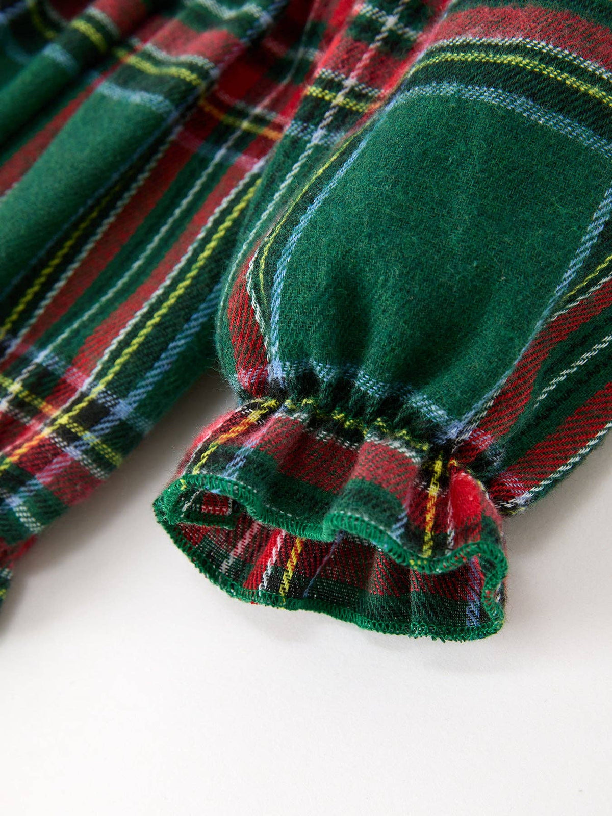 Rylee Faith Designs - Christmas Plaid Smocked Baby Girl Bubble Romper Ruffle Detail