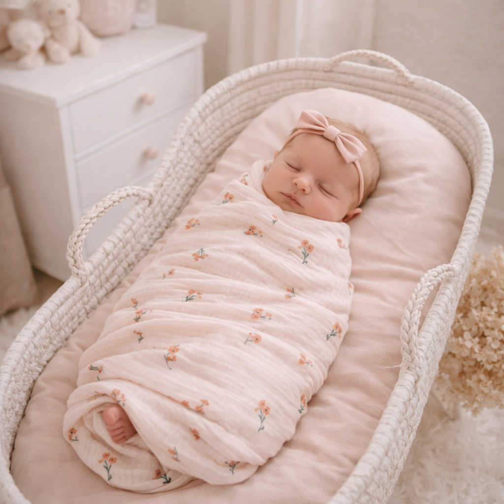 Ali+Oli - Bamboo Muslin Swaddle Blanket (Petite Posies)