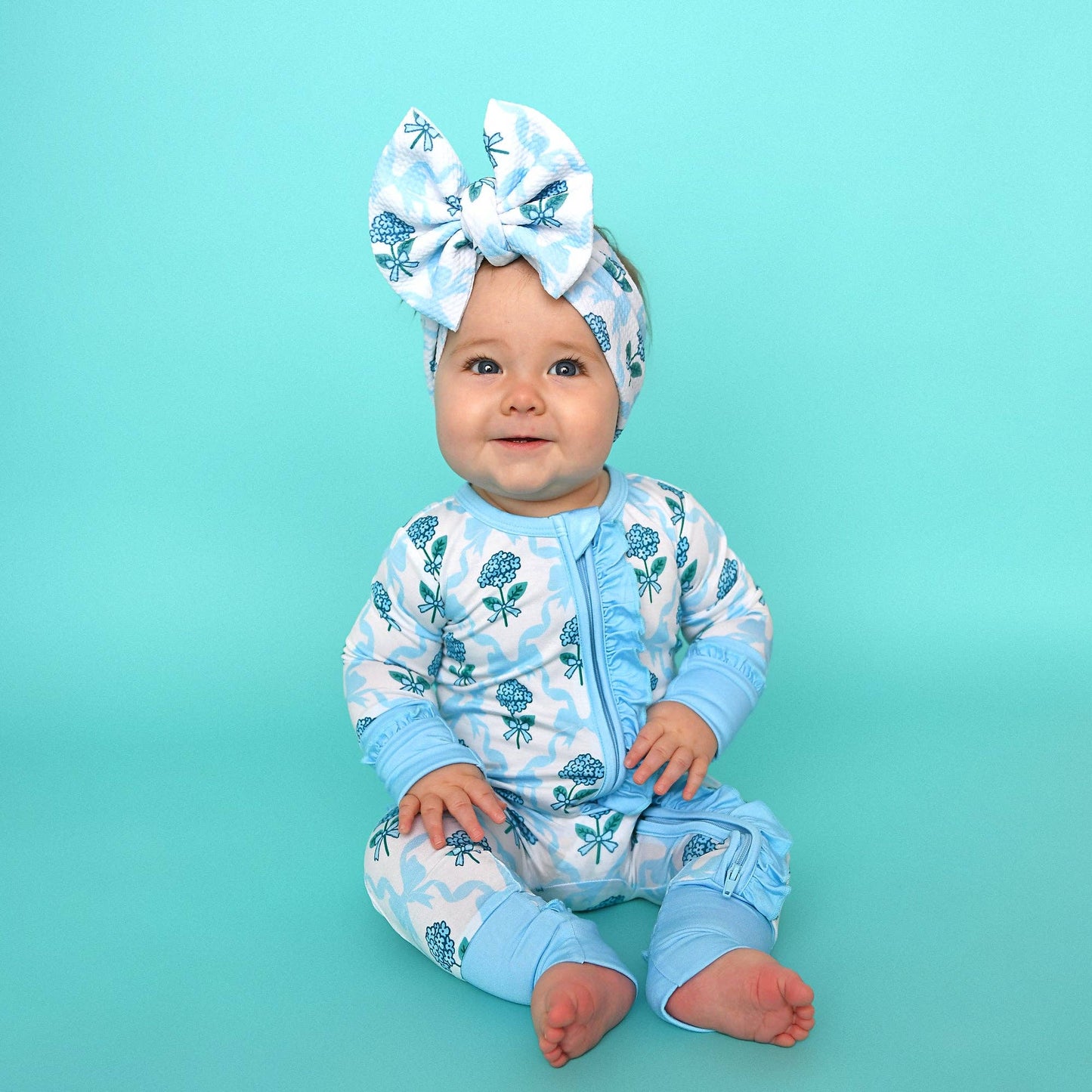 Savannah RUFFLE ZIP Bamboo One Piece Floral Baby Outf